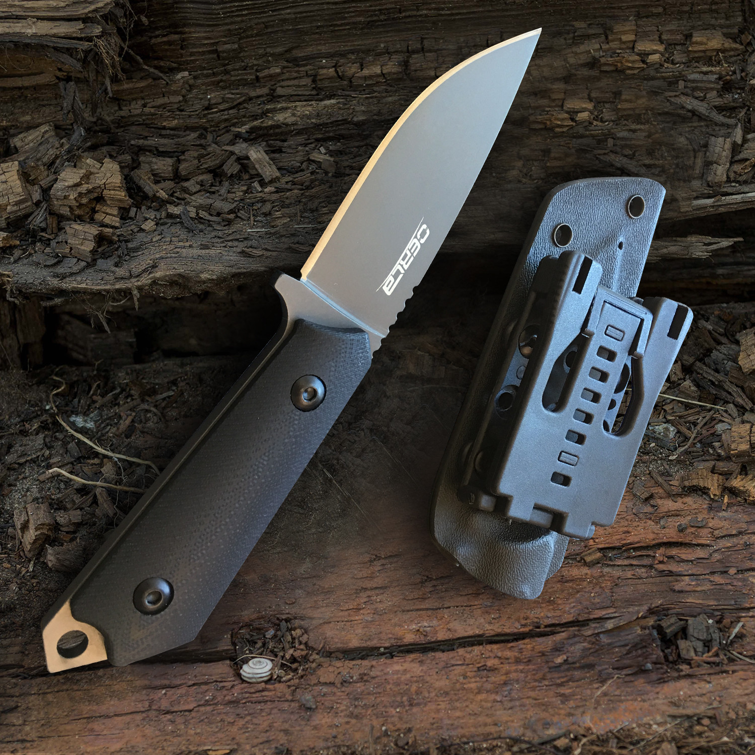 Oerla Field Knife Fixed Blade Fine Edge Blade with G10 Handle and Kydex Sheath