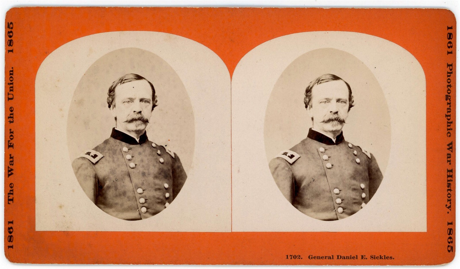 CIVIL WAR STEREOVIEW - General Daniel E. Sickles - Taylor & Huntington