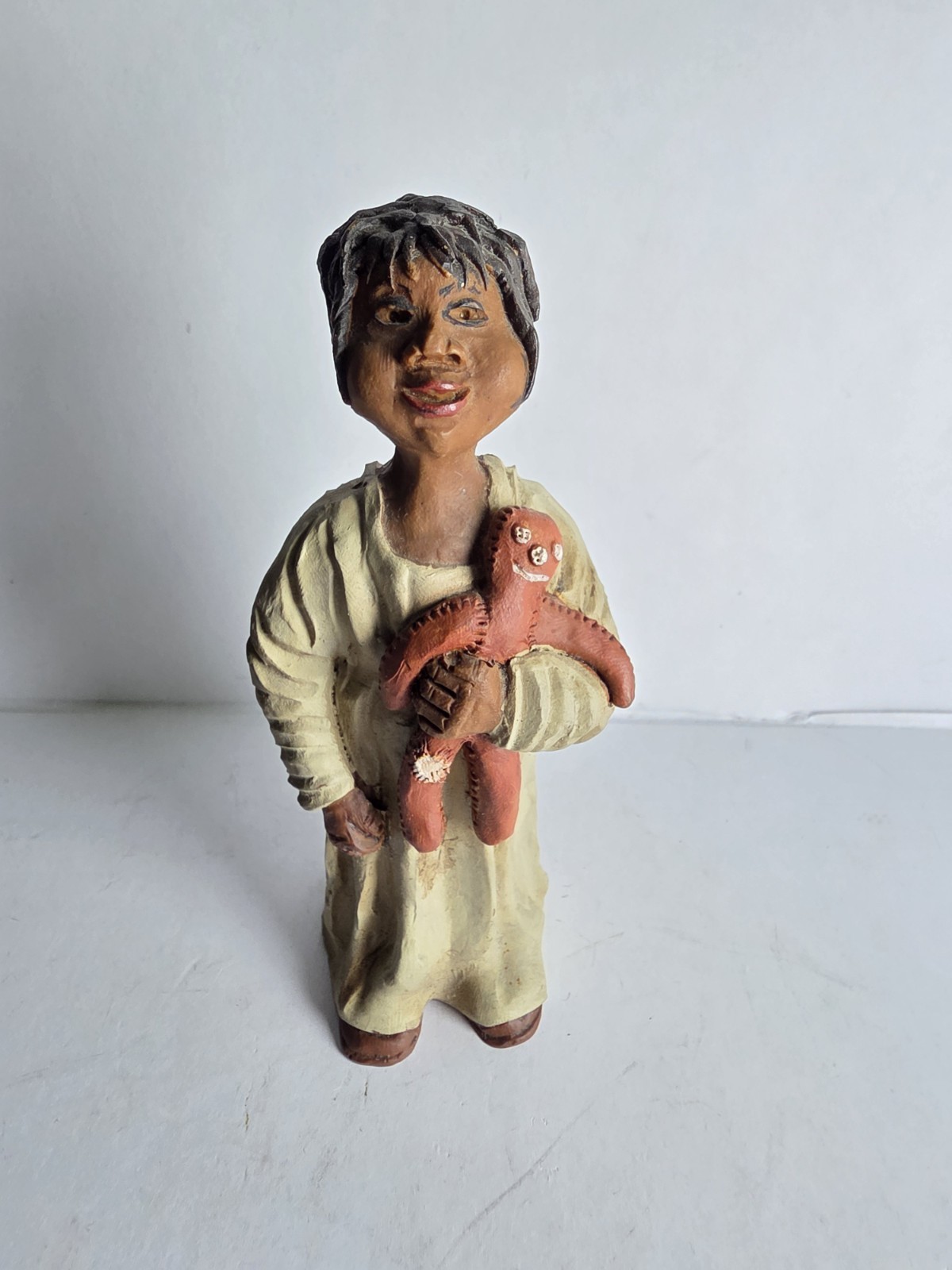 Vintage HS 90 Folk Art Child With Doll Figurine 
