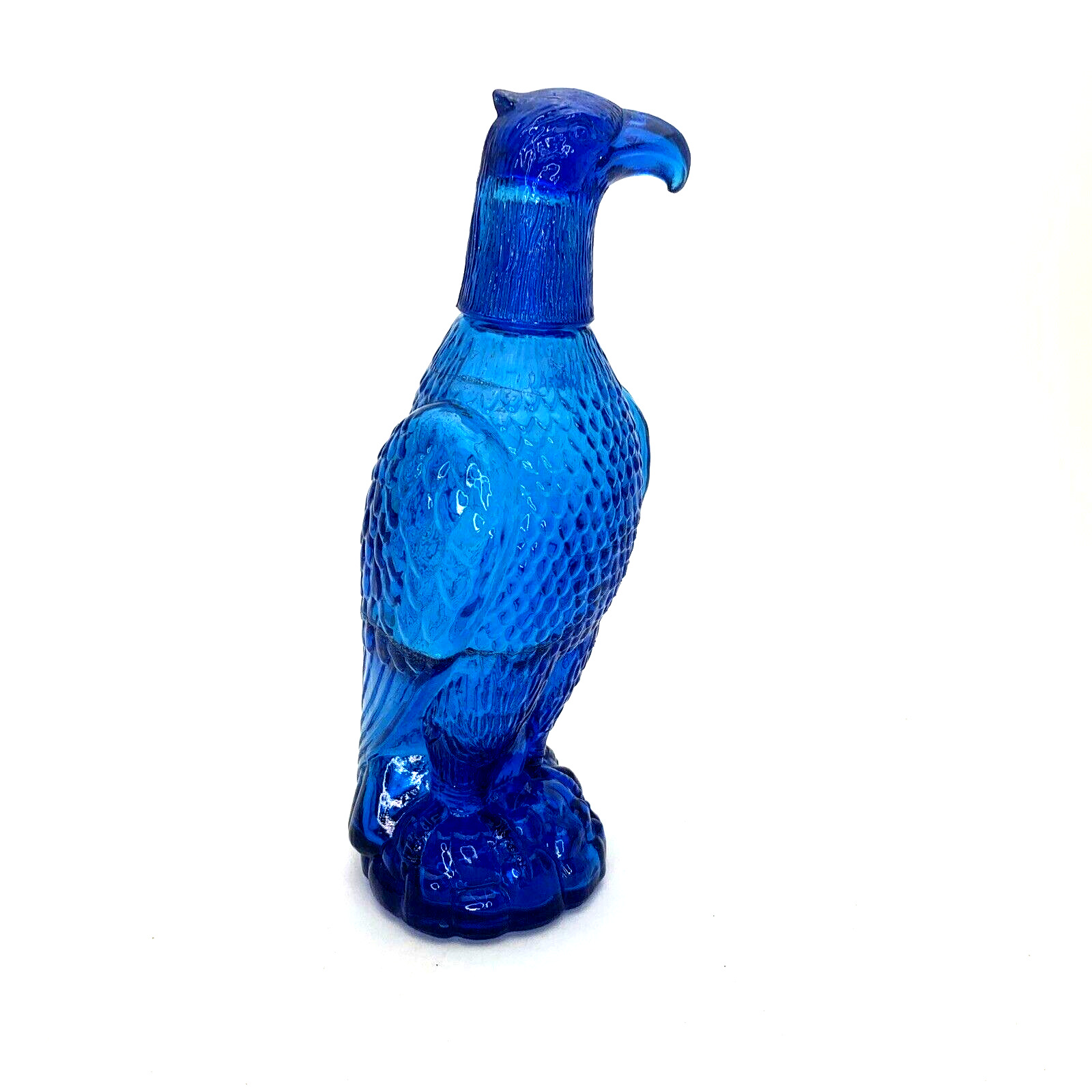 Vintage Cobalt Blue Eagle Decanter With Shot Glass Head 11\'\' Tall (Please Read )