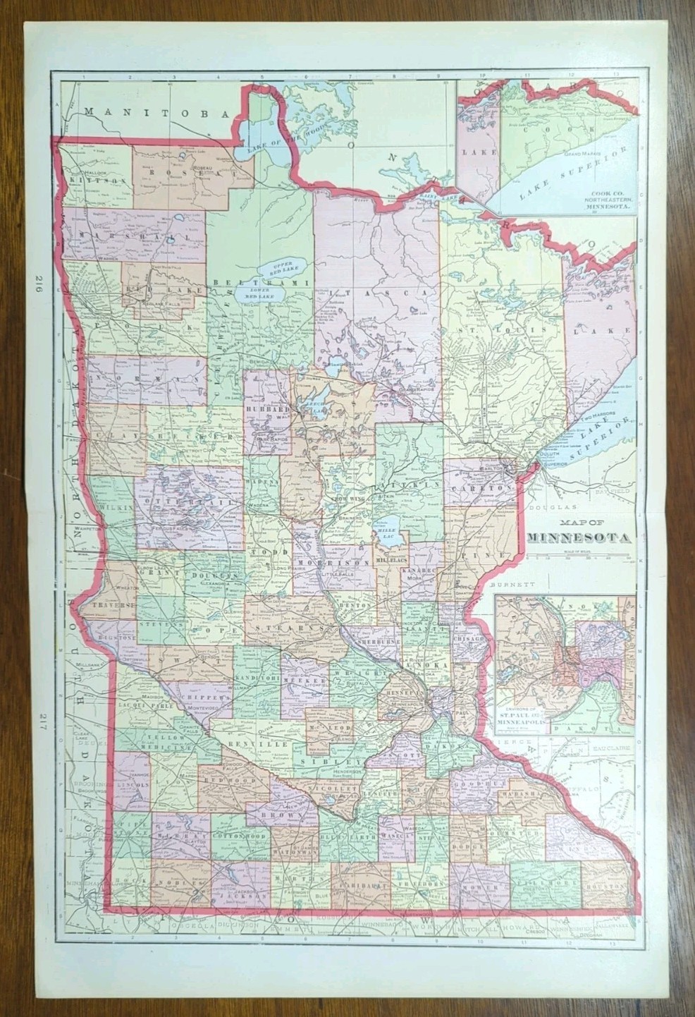 Vintage 1904 MINNESOTA Map 14\