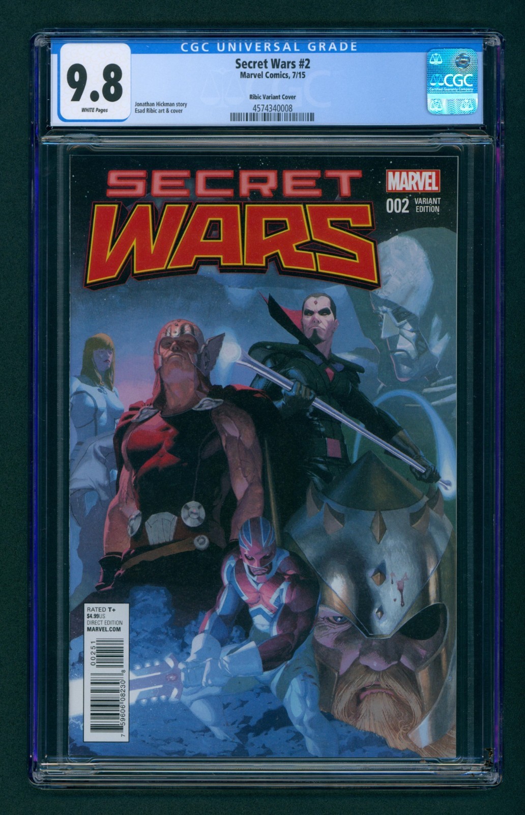 Secret Wars #2 (2015) CGC 9.8 White 1:25 Ribic Variant 1st God Emperor Doom