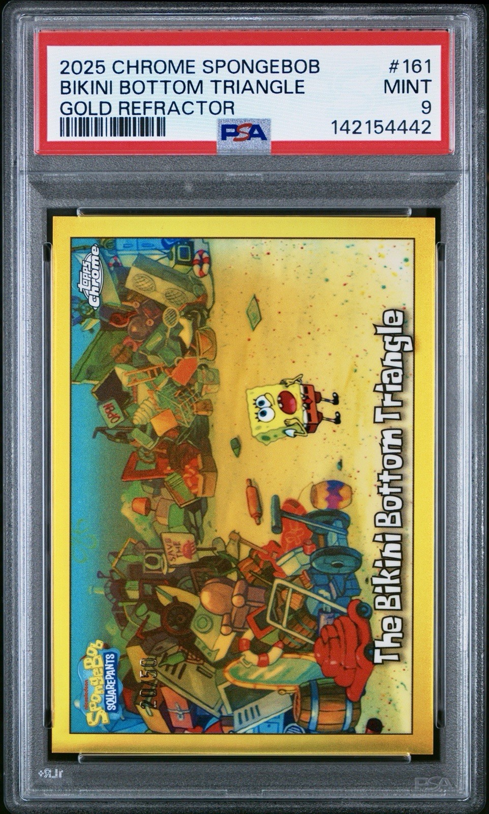 2025 Topps Chrome SpongeBob #161 Bikini Bottom Triangle TRUE Gold Refractor PSA9 2025 Topps Chrome SpongeBob #161 Bikini Bottom Triangle TRUE Gold Refractor PSA9