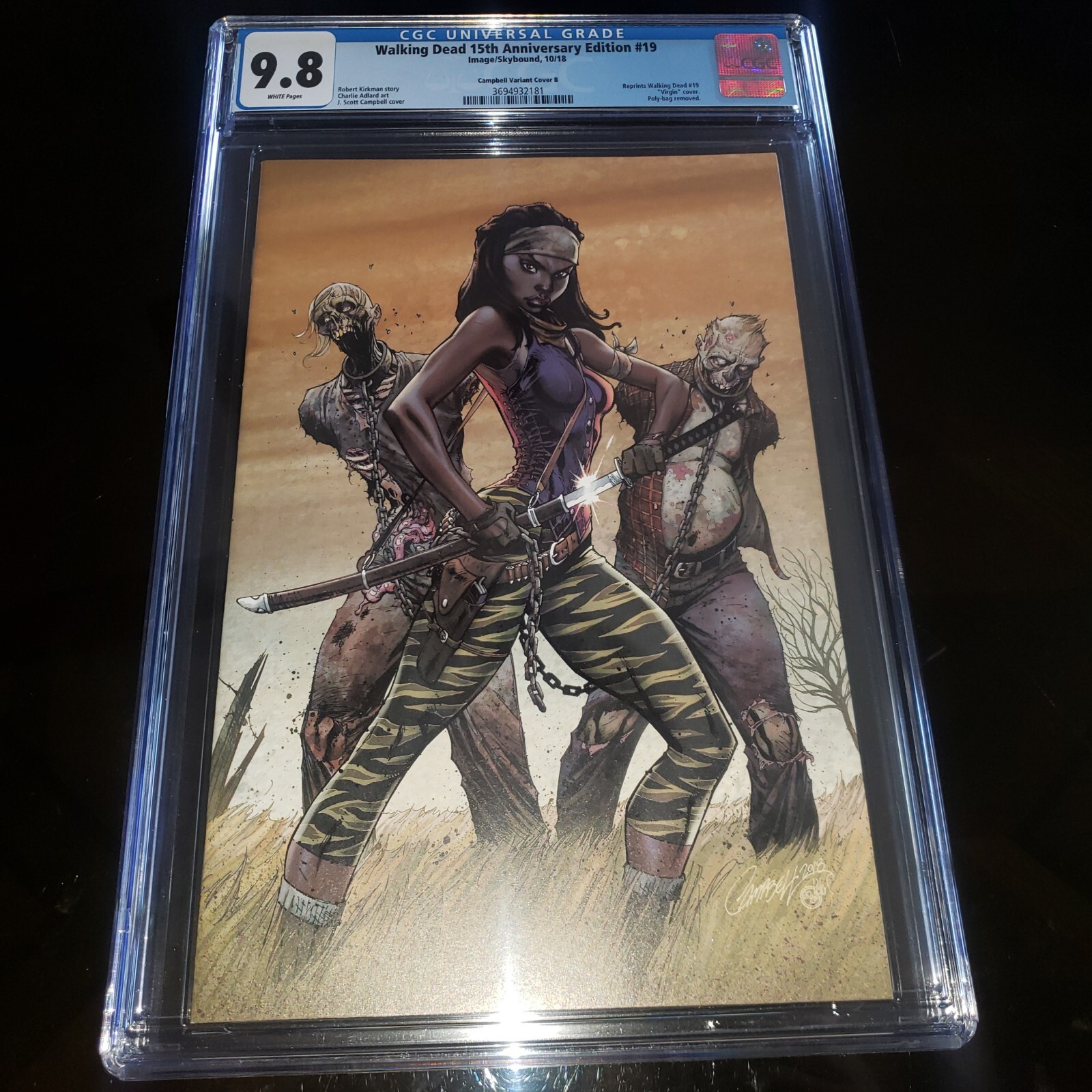 2018 IMAGE THE WALKING DEAD 15th  Campbell Virgin Variant Cover B #19 CGC 9.8