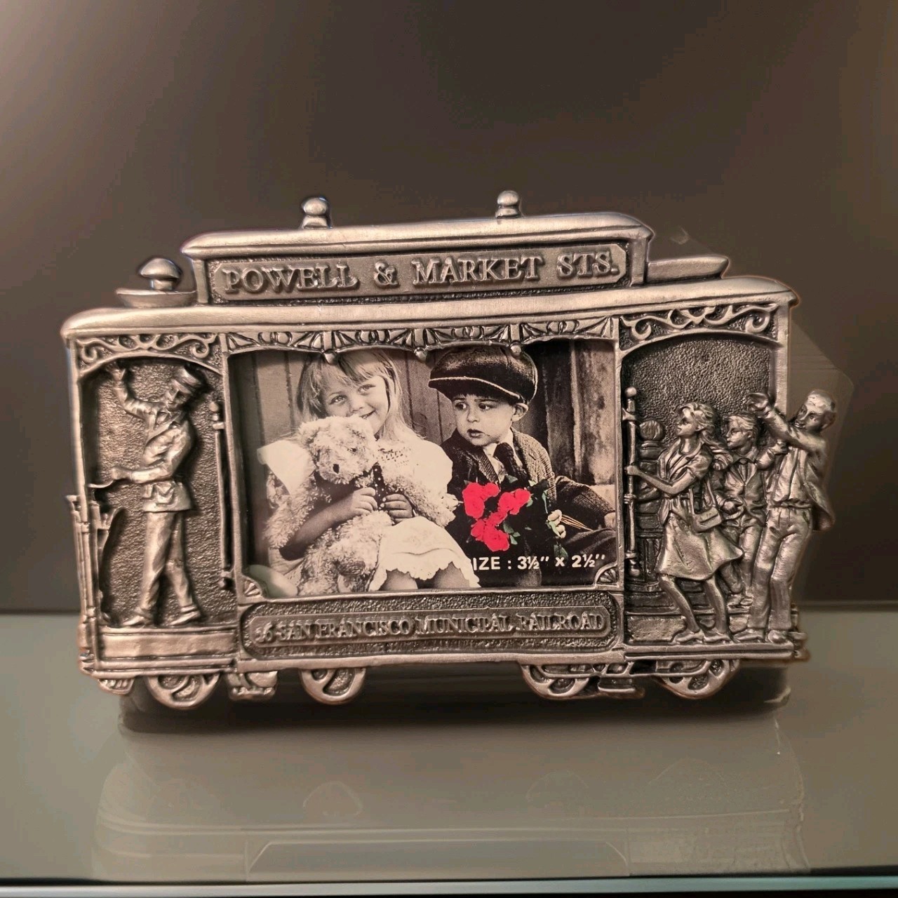 VTG San Francisco Municipal Railroad Powell & Market Car Pewter Picture Frame