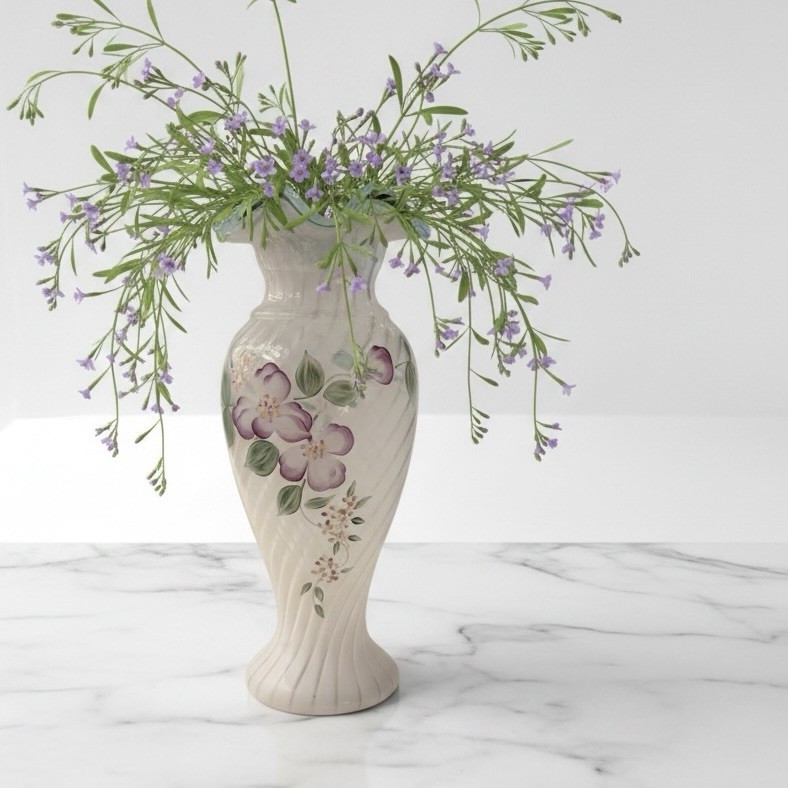 Fenton Martha’s Rose Hand-painted Spiral Optic Vase Large Excellent Condition Fenton Martha’s Rose Hand-painted Spiral Optic Vase Large Excellent Condition