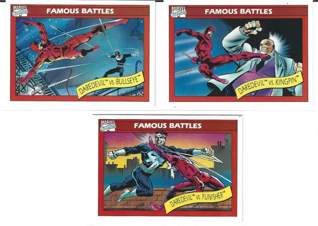 DAREDEVIL vs KINGPIN/ PUNISHER/ BULLSEYE 1990 IMPEL cards (Marvel) NEAR MINT NM+