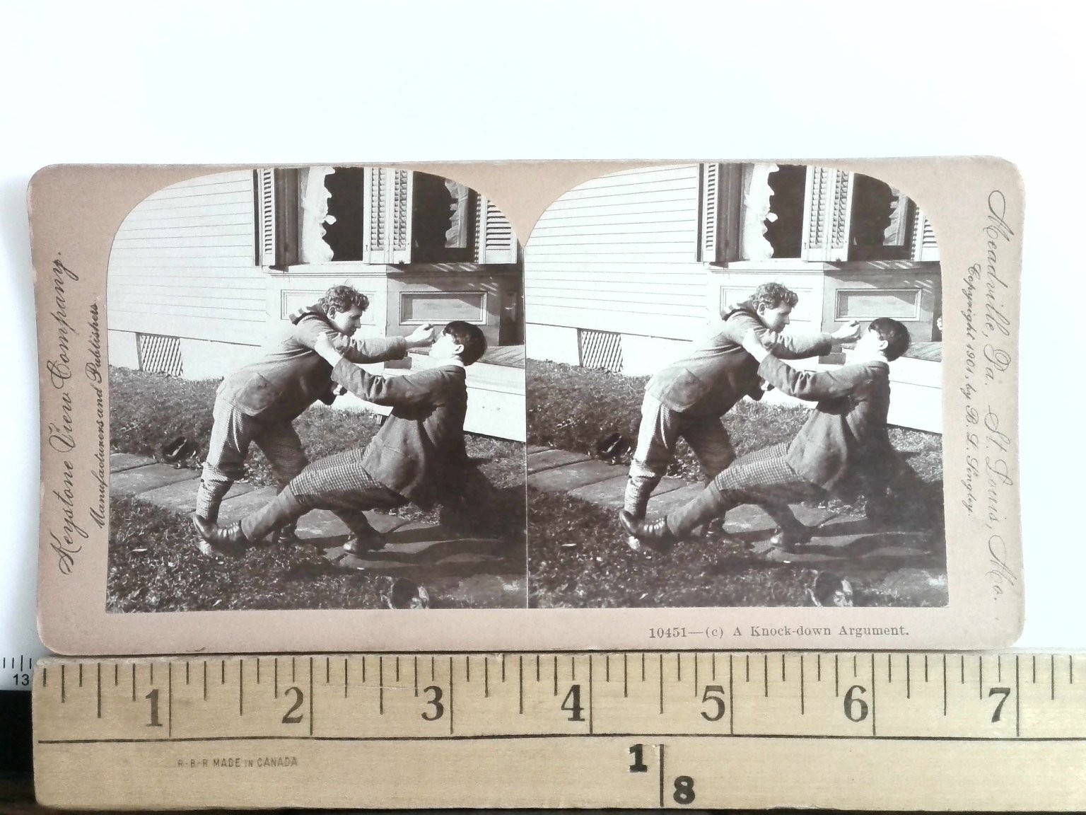 Boys Play Fight Stereoview Keystone View Co. 1901 D. B. Sturges Meadville PA