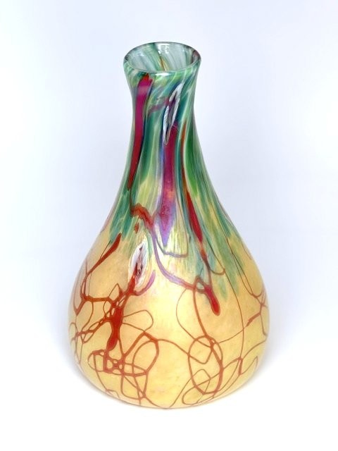 Gold Luster Vase With Red & Green Design.  by Saul Alcaraz