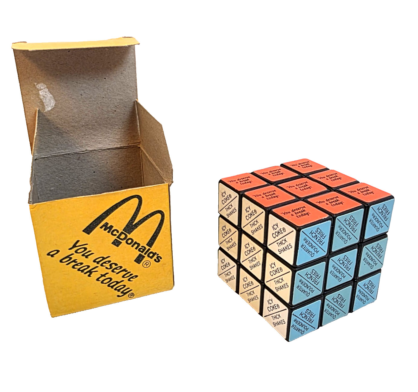 Vintage 1982 McDonald\'s Menu Puzzle Cube Toy w/ Original Box Mo\' Money Retro