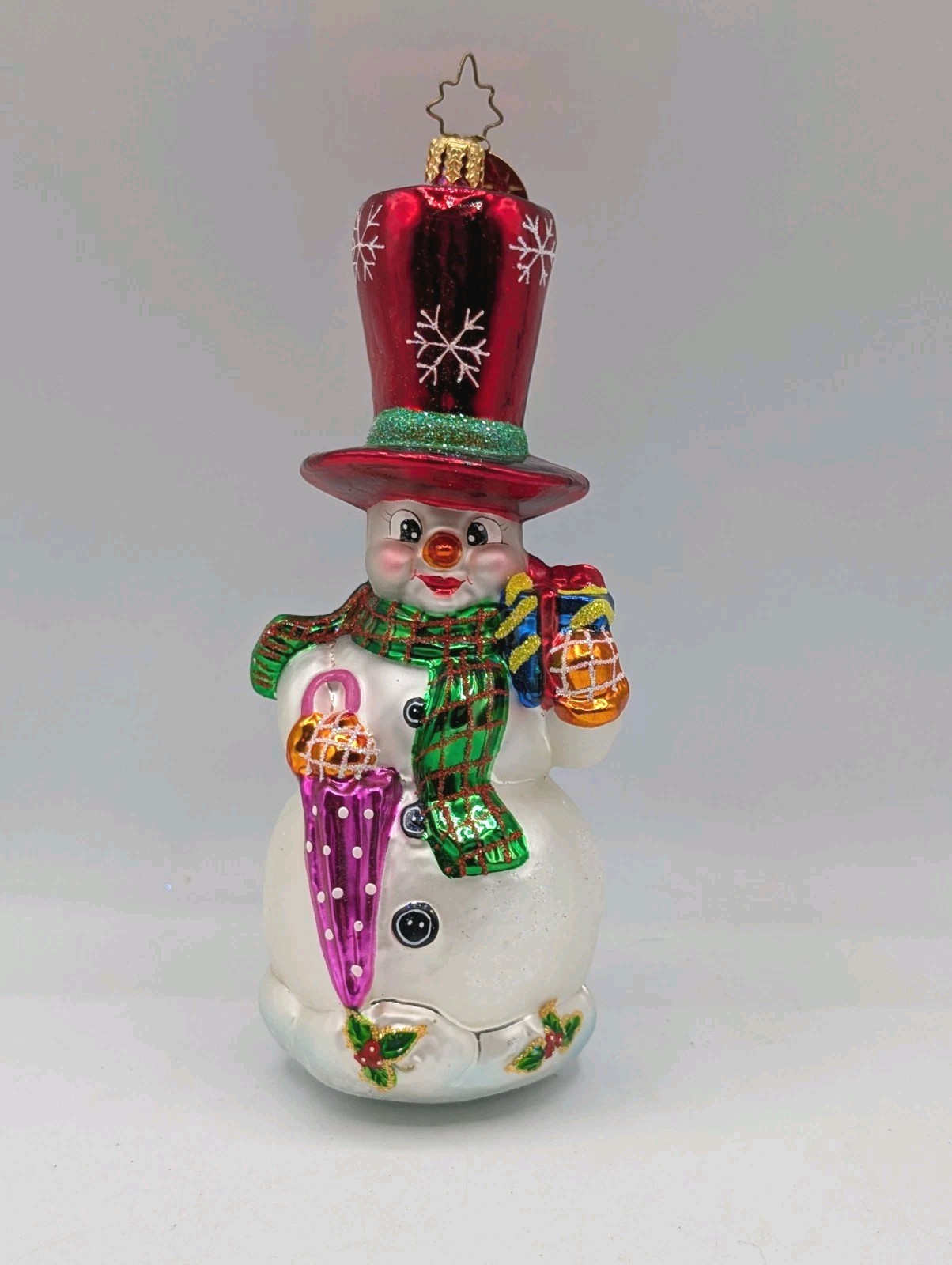 Radko Frosty Top Snowman Red Hat Holiday Treasure 2002 Crisis Center Vtg 