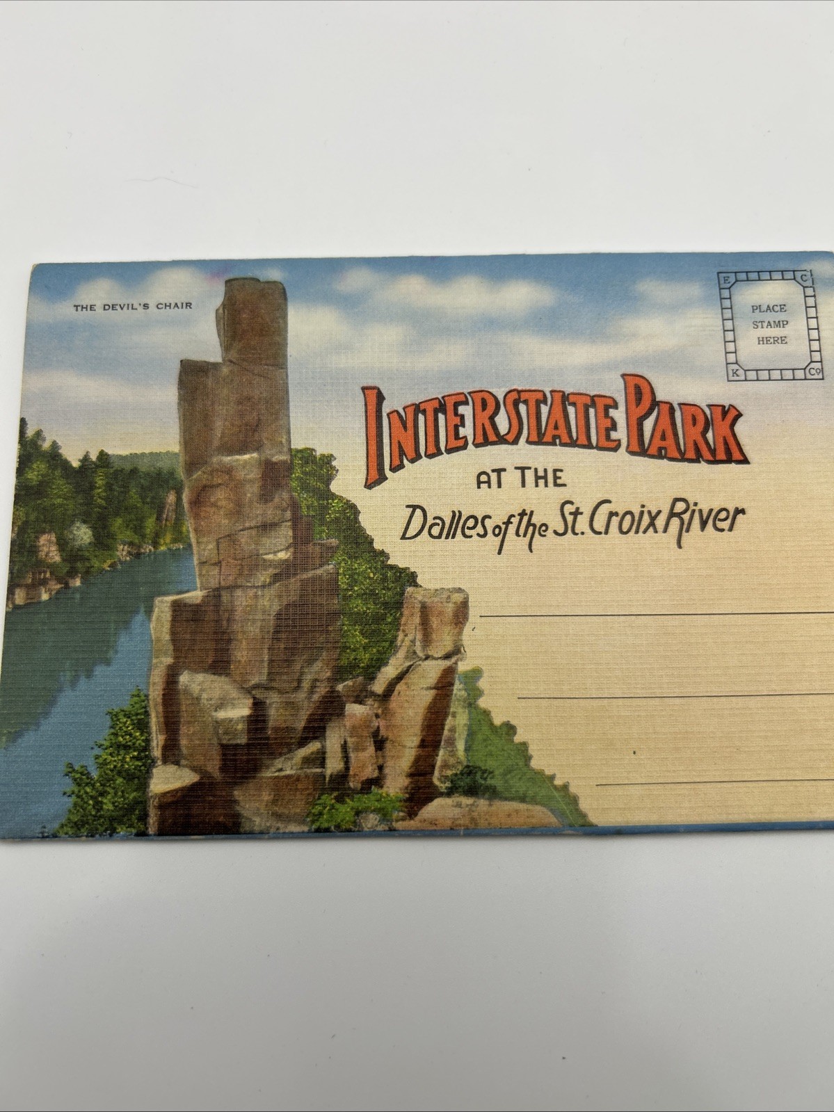 c1940s St Croix Falls WI Interstate Park Postcard Souvenir Folder Dalles River