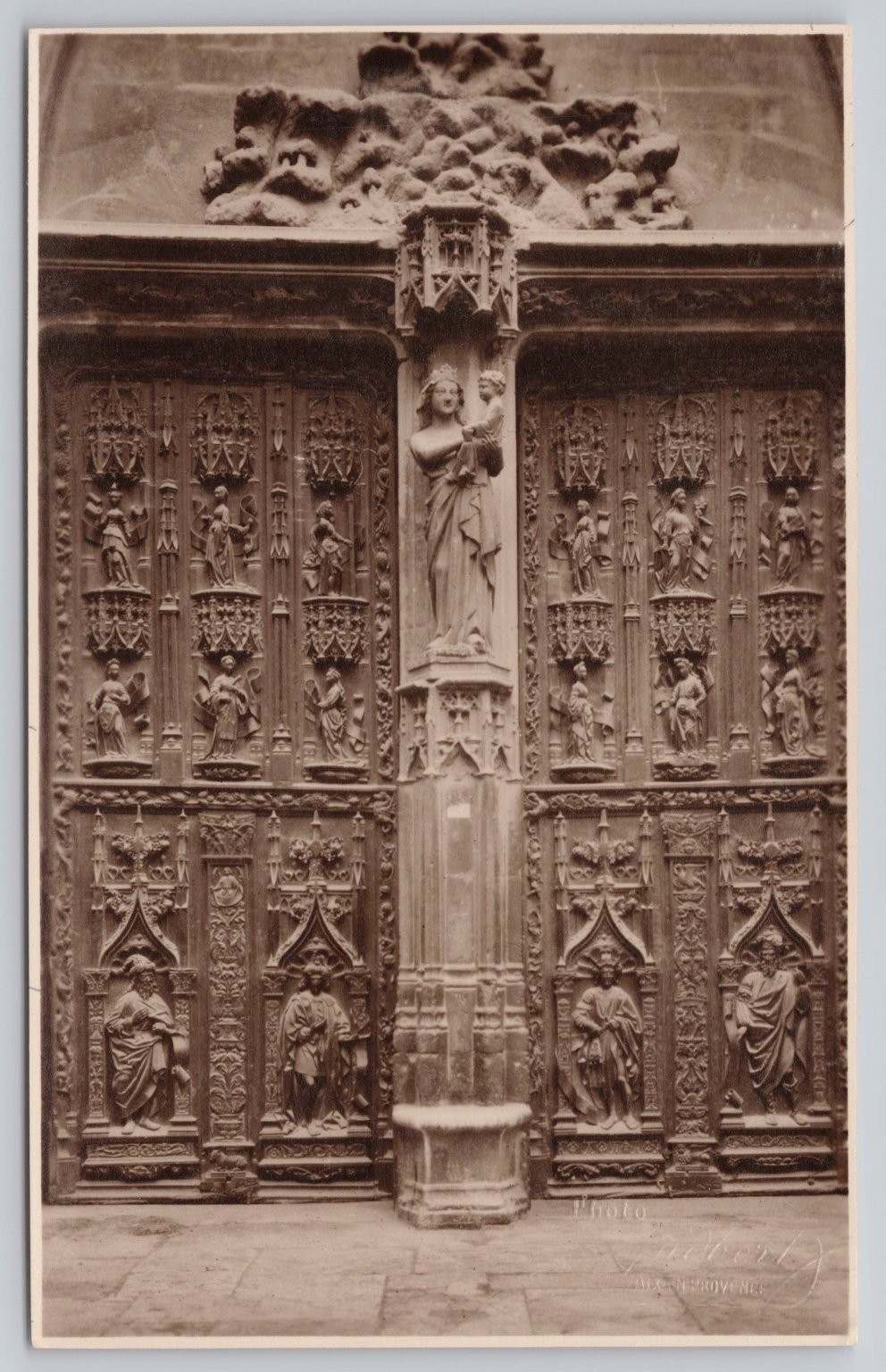 Aix-en-Provence St. Sauveur Cathedral Wooden Doors RPPC Postcard