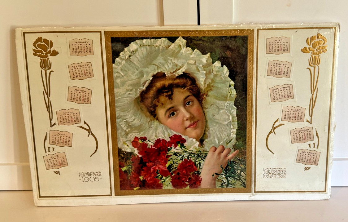 Antique 1905 Calendar Youth’s Companion Chromolithograph Victorian Lady Original