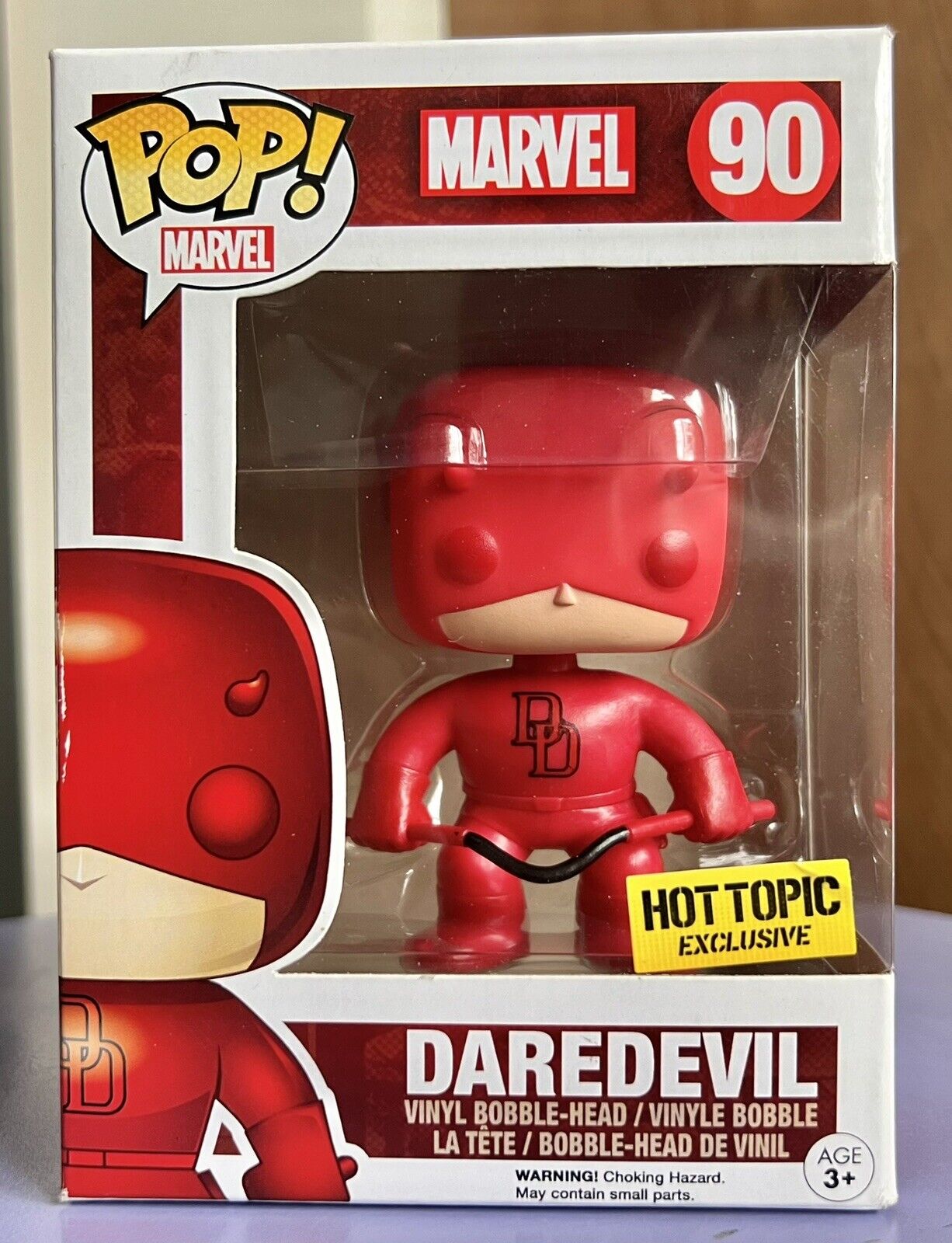 VAULTED Funko Pop Marvel:  Daredevil (Red) #90 Hot Topic Exclusive w/Protector