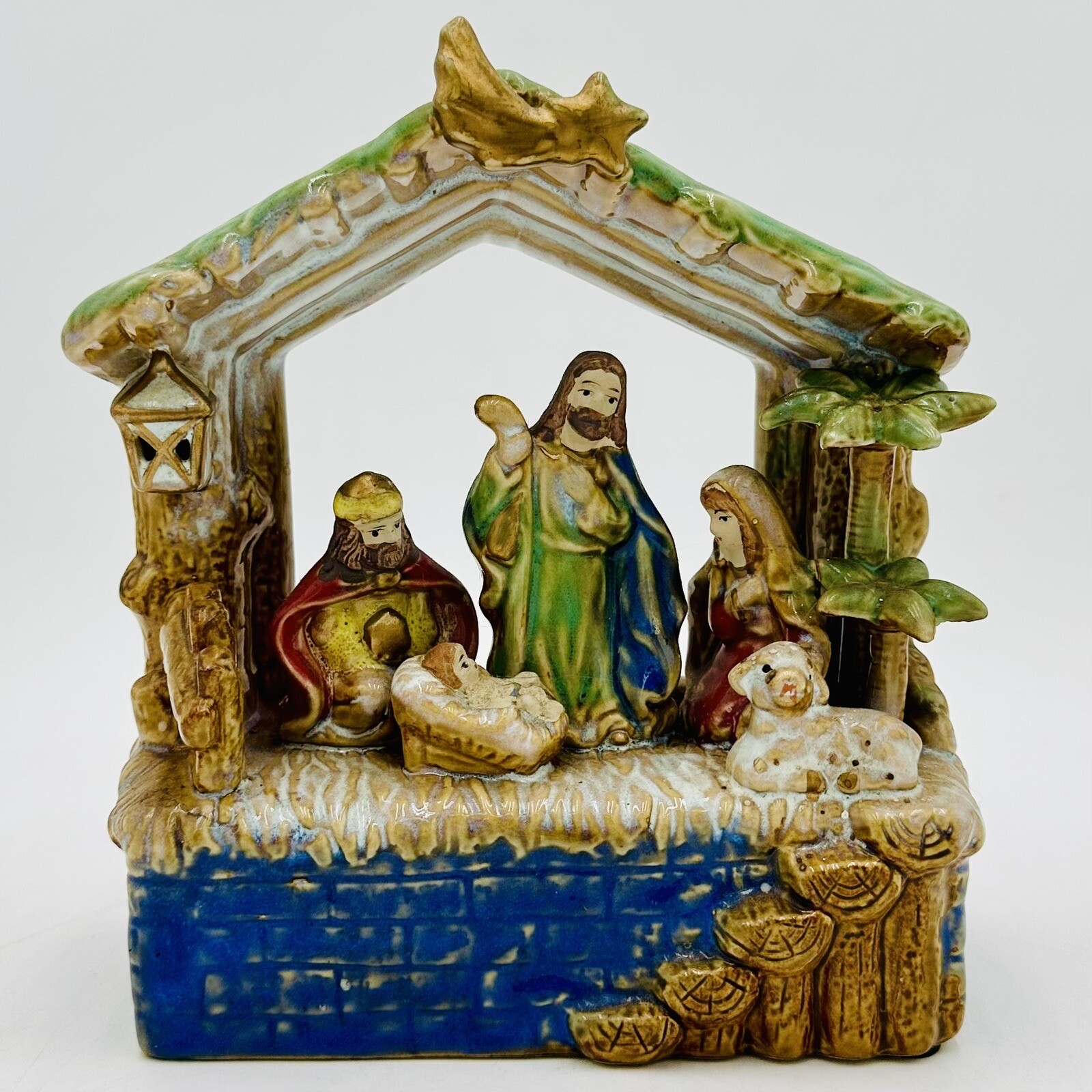 Vintage Musical Porcelain Ceramic Christmas Nativity Scene Figure - Rare - WORKS