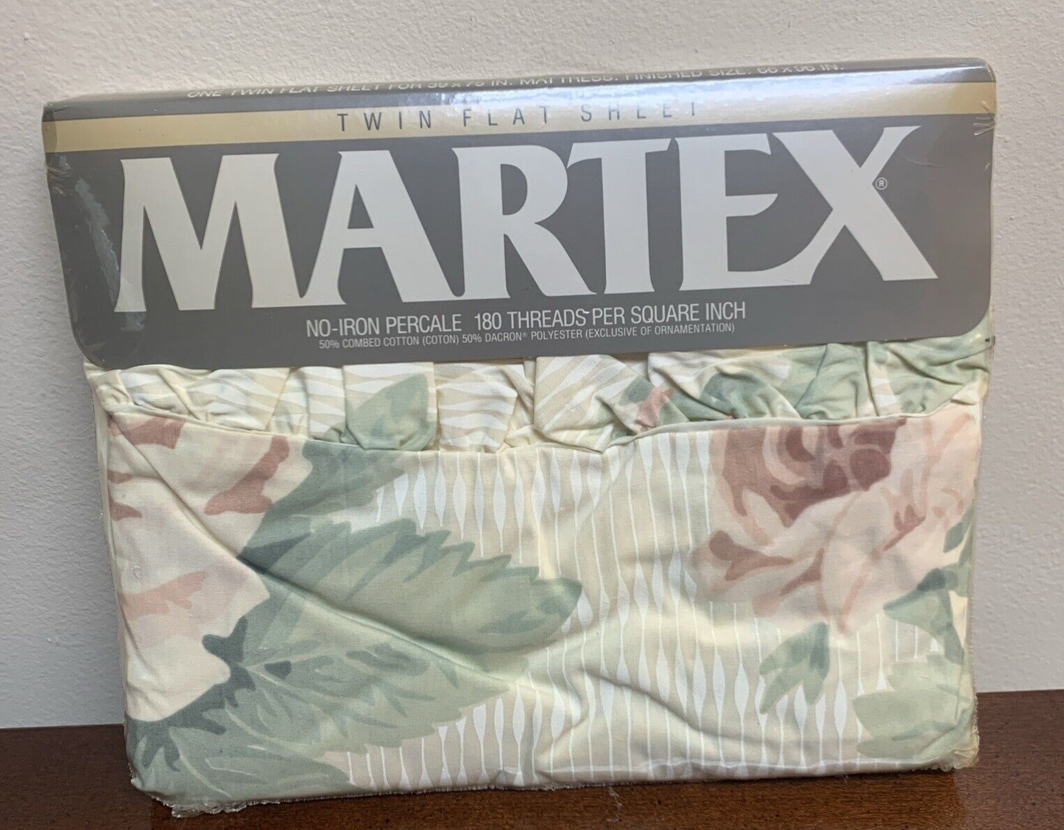 New NOS Martex Twin Flat Sheet Maggie\'s Rose Vintage 1980\'s