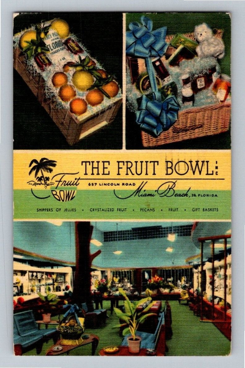 1940'S. THE FRUIT BOWL. MIAMI BEACH, FLORIDA. POSTCARD JJ14