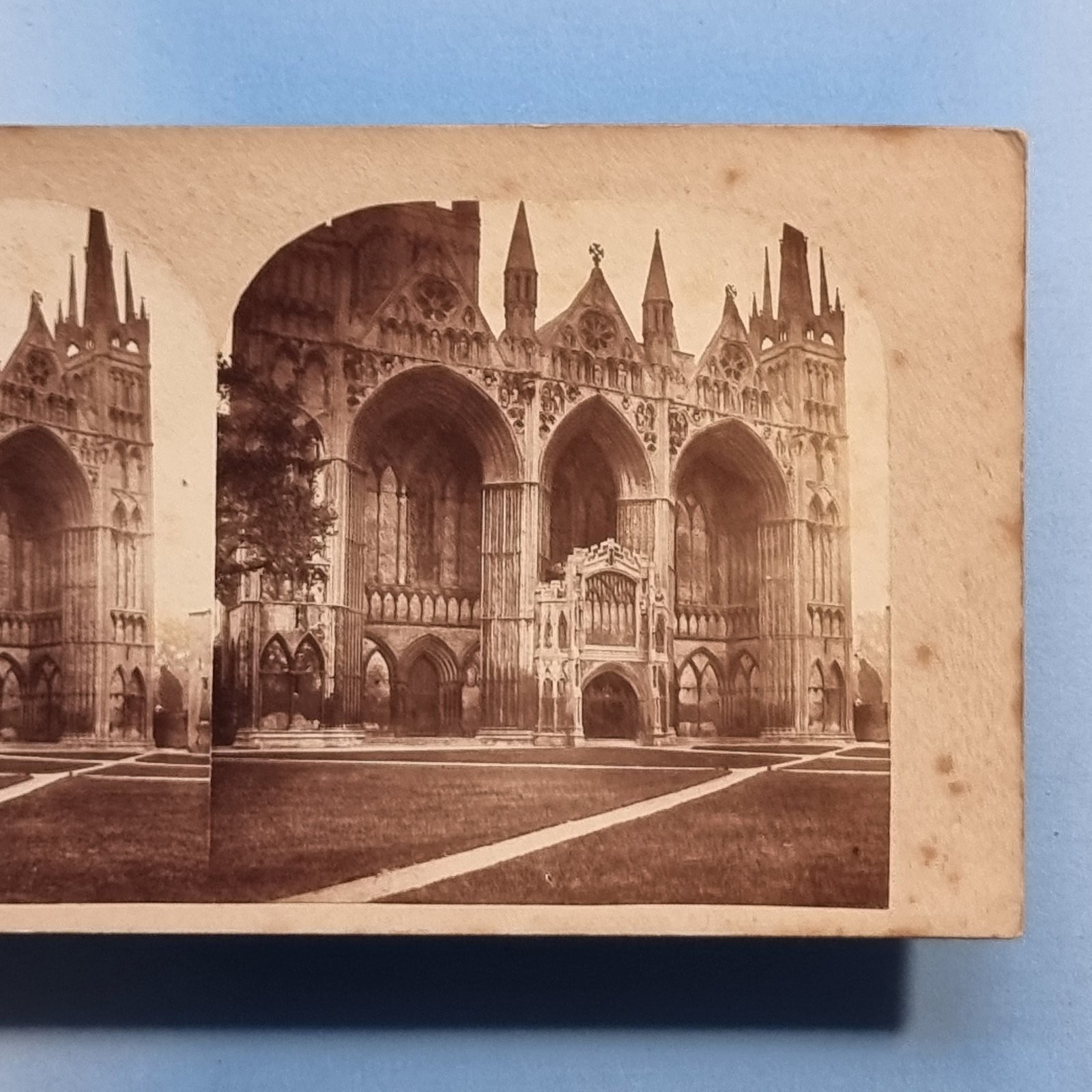 Peterborough 3D Stereoview C1865 Real Photo Cathedral Green Cambridgeshire