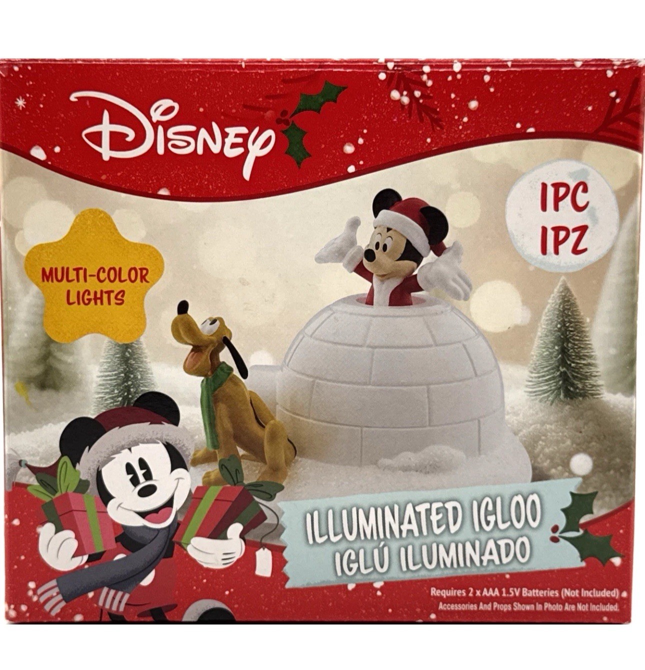 Disney Illuminated Igloo Christmas Village Building Lights Ruz Mickey Pluto