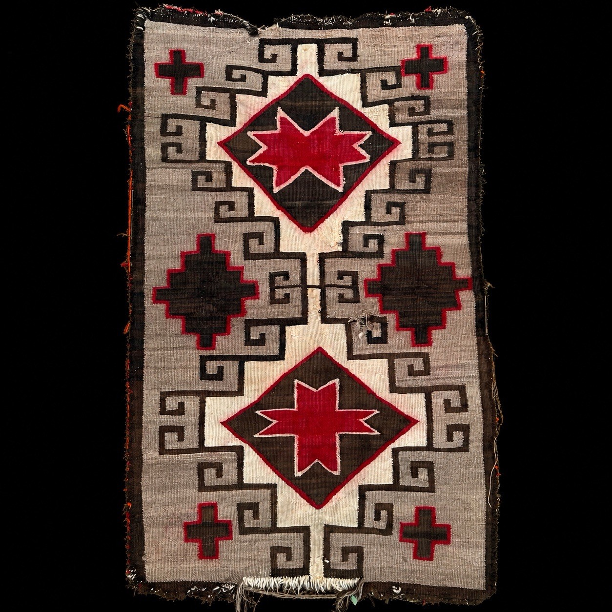 Antique Circa 1920 Navajo Klagetoh Area Wool Rug Diné Native American 28” x 49”