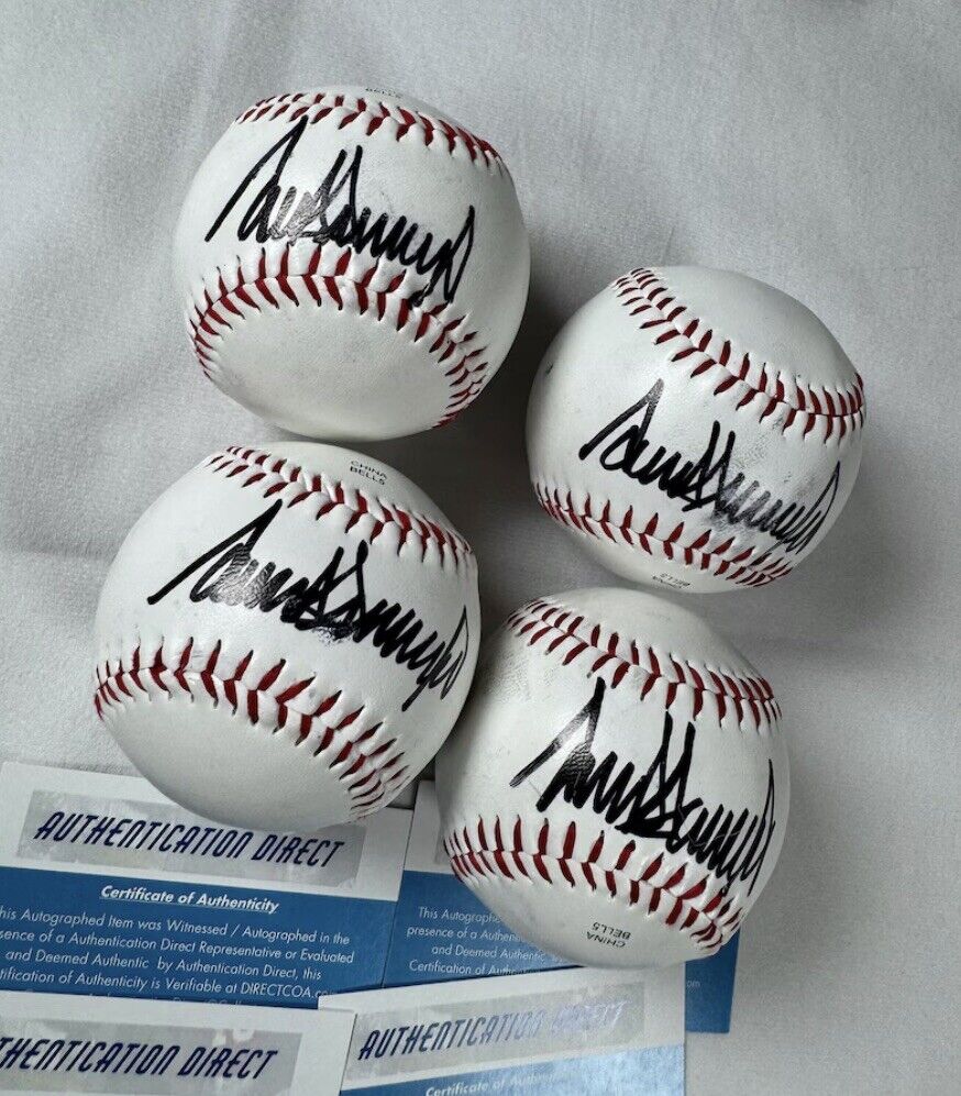 Lot of 4: Donald Trump Signed Autographed Baseballs With COA's