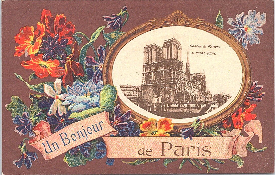 Lithograph Paris France Notre Dame Cathedral \