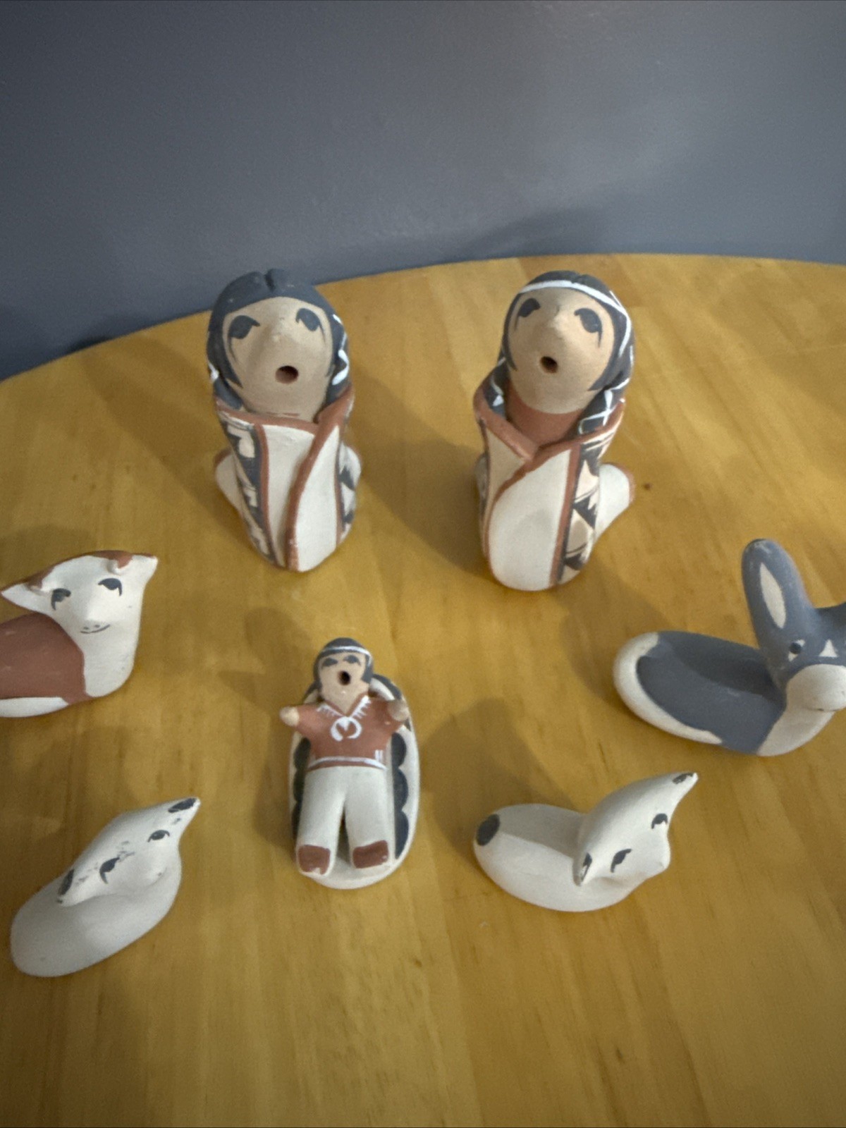 Judith Toya Jemez Polychrome Nativity Set (7 piece), c. 1970s- beautiful set Judith Toya Jemez Polychrome Nativity Set (7 piece), c. 1970s- beautiful set