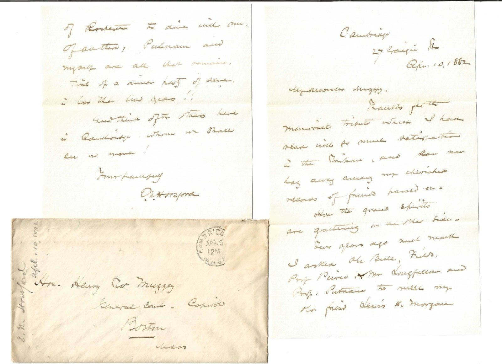 1882 HANDWRITTEN LETTER EBEN NORTON HORSFORD BAKING POWDER FAME CAMBRIDGE MASS