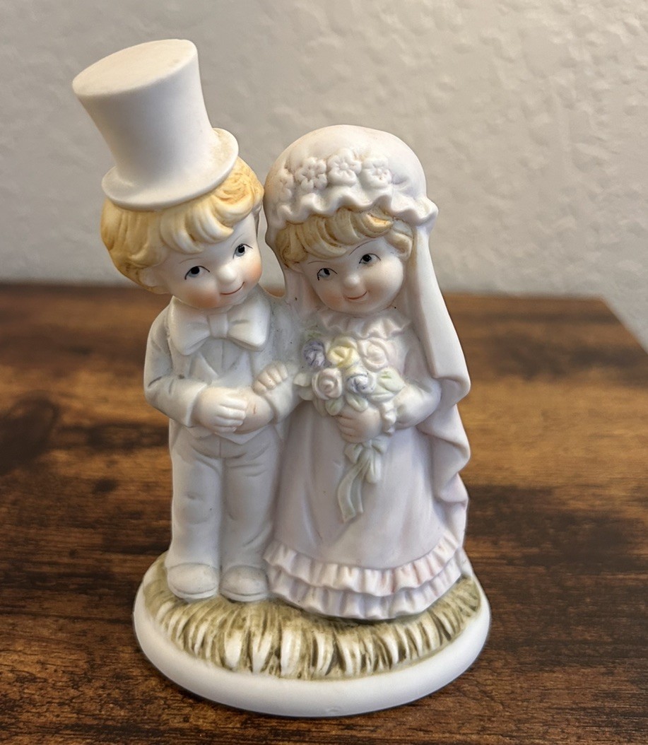 VTG Lefton Bride & Groom Figure The Christopher Collection Wedding 1980s Top Hat