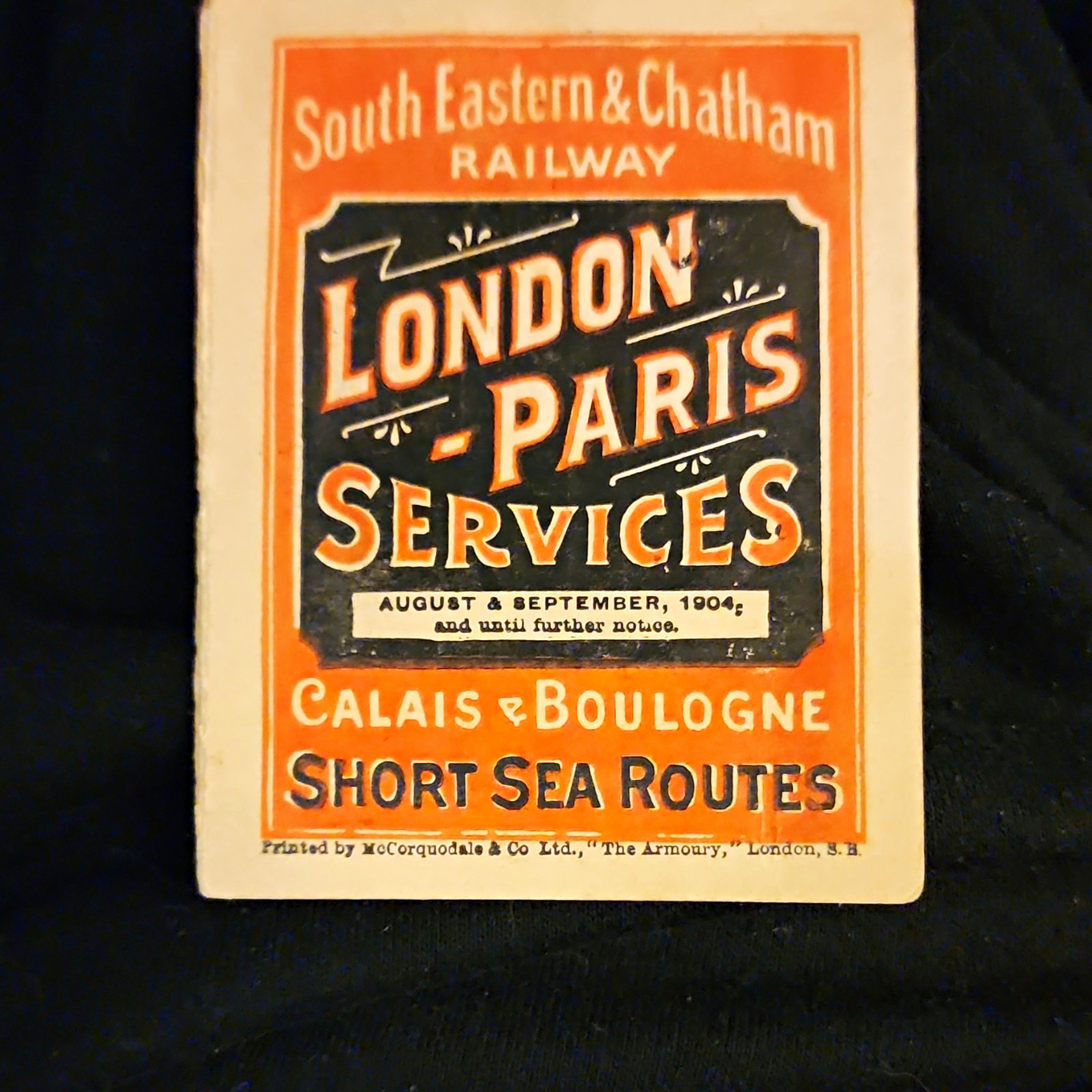 South Eastern & Chatham Railway &Steam Ship London–Paris Timetable Booklet 1904