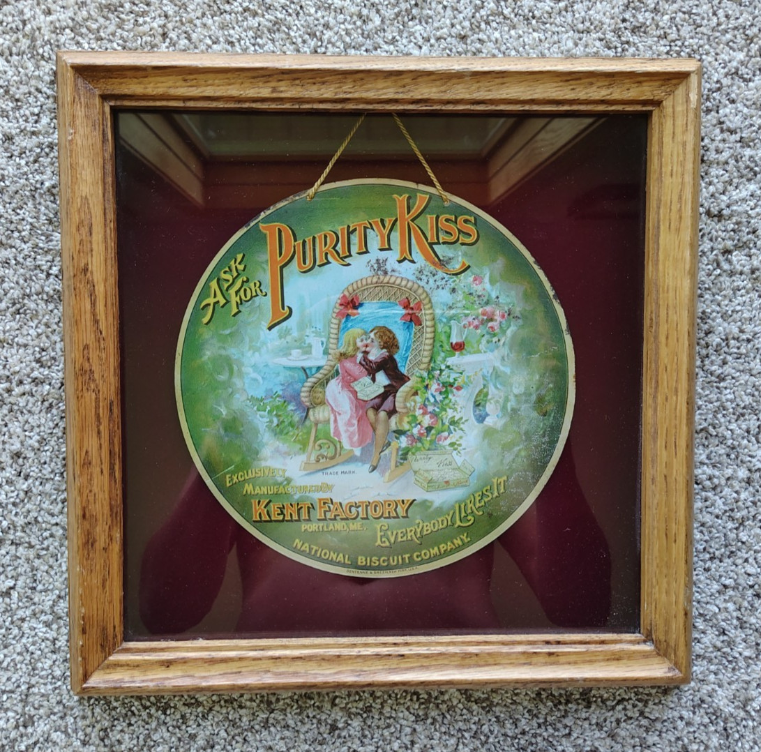 1902 National Biscuit Company Purity Kiss Tin Sign