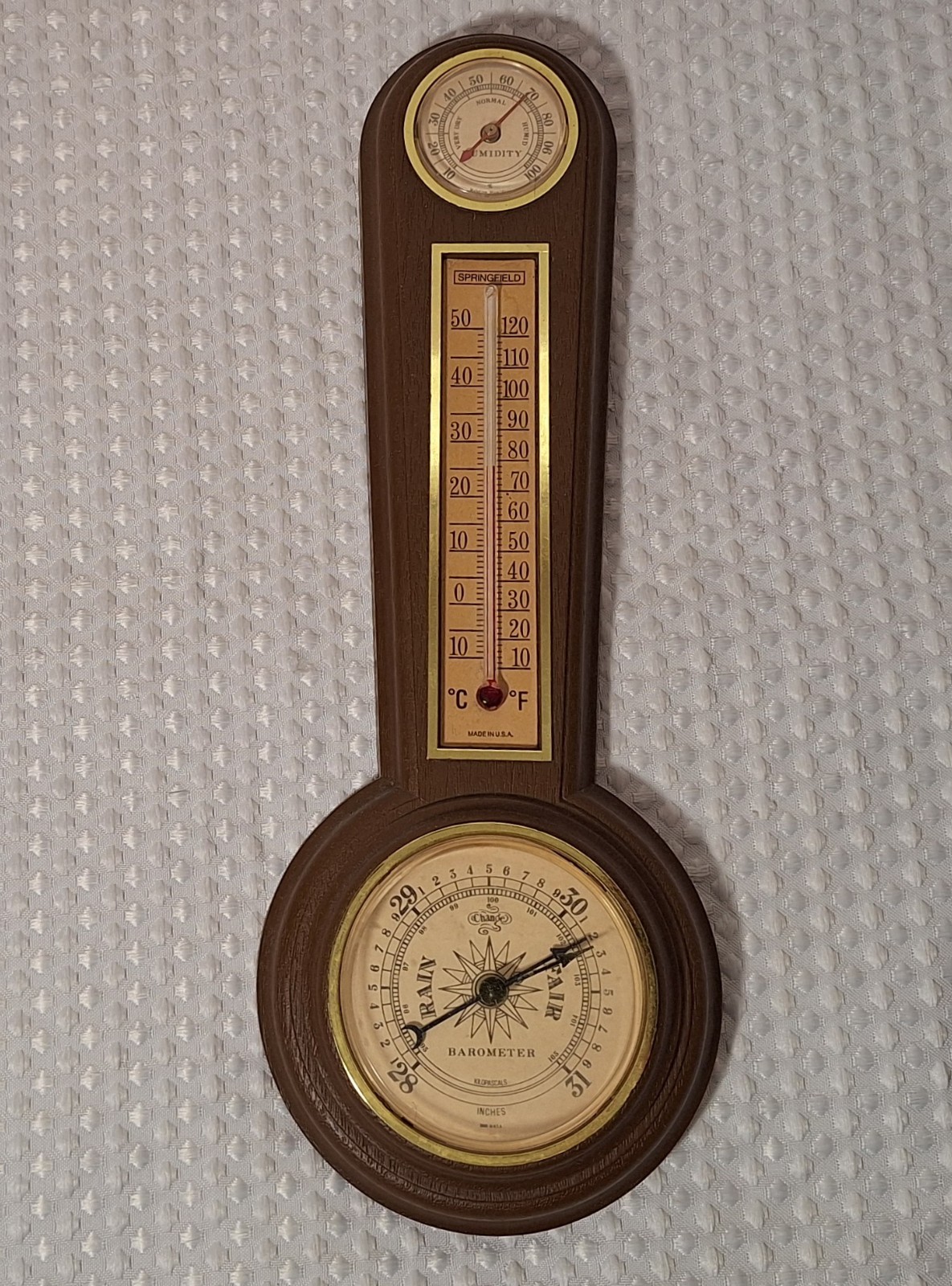 Vintage Springfield Barometer Thermometer Humidity Weather Station Made in USA Vintage Springfield Barometer Thermometer Humidity Weather Station Made in USA