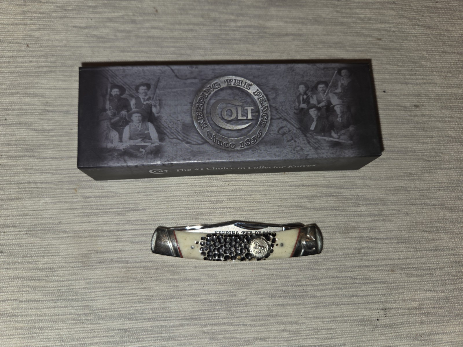 Colt Buckshot Bone CT485 Folding Pocket Knife Brown Handle With Box NOS Colt Buckshot Bone CT485 Folding Pocket Knife Brown Handle With Box NOS