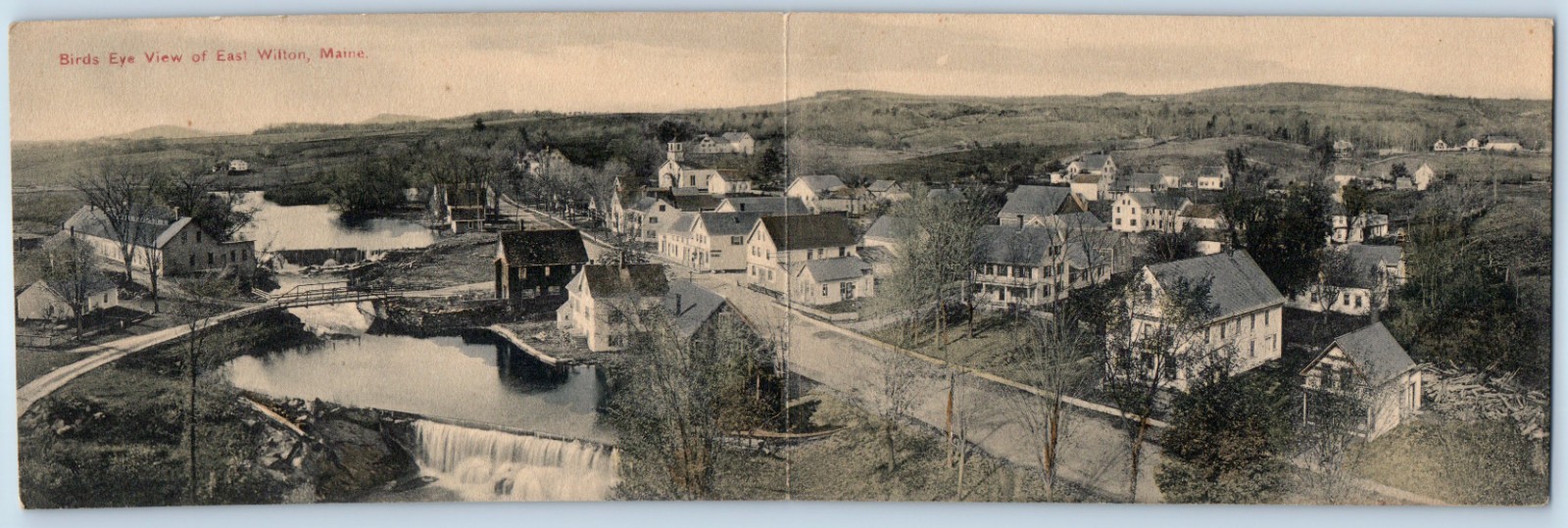 c1910's Bird's Eye View Of East Wilton Maine ME Posted Antique Postcard