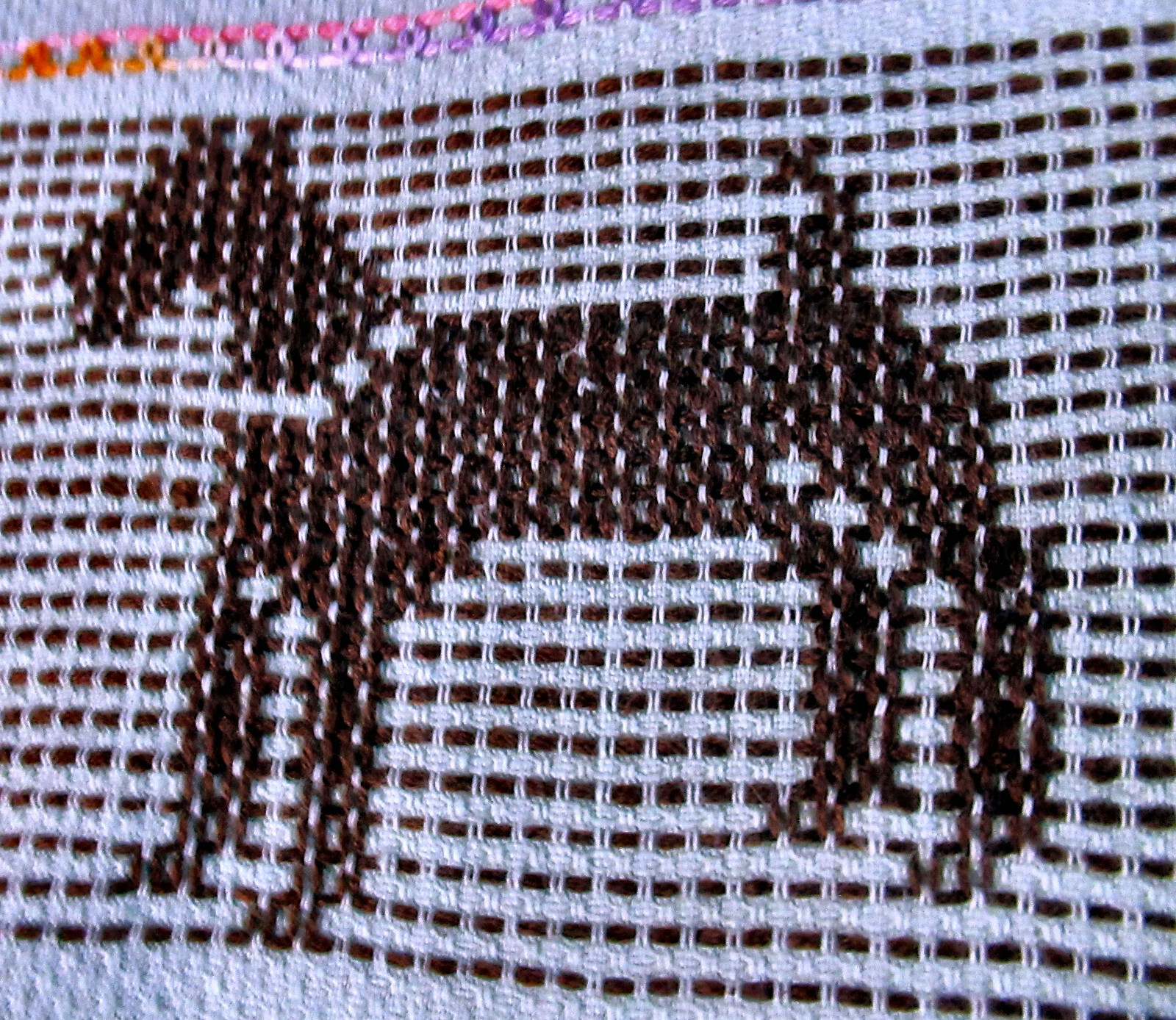 Vtg Mint-Green Huck Linen Kitchen Towel Swedish Embroidery Terrier Dog Fringe