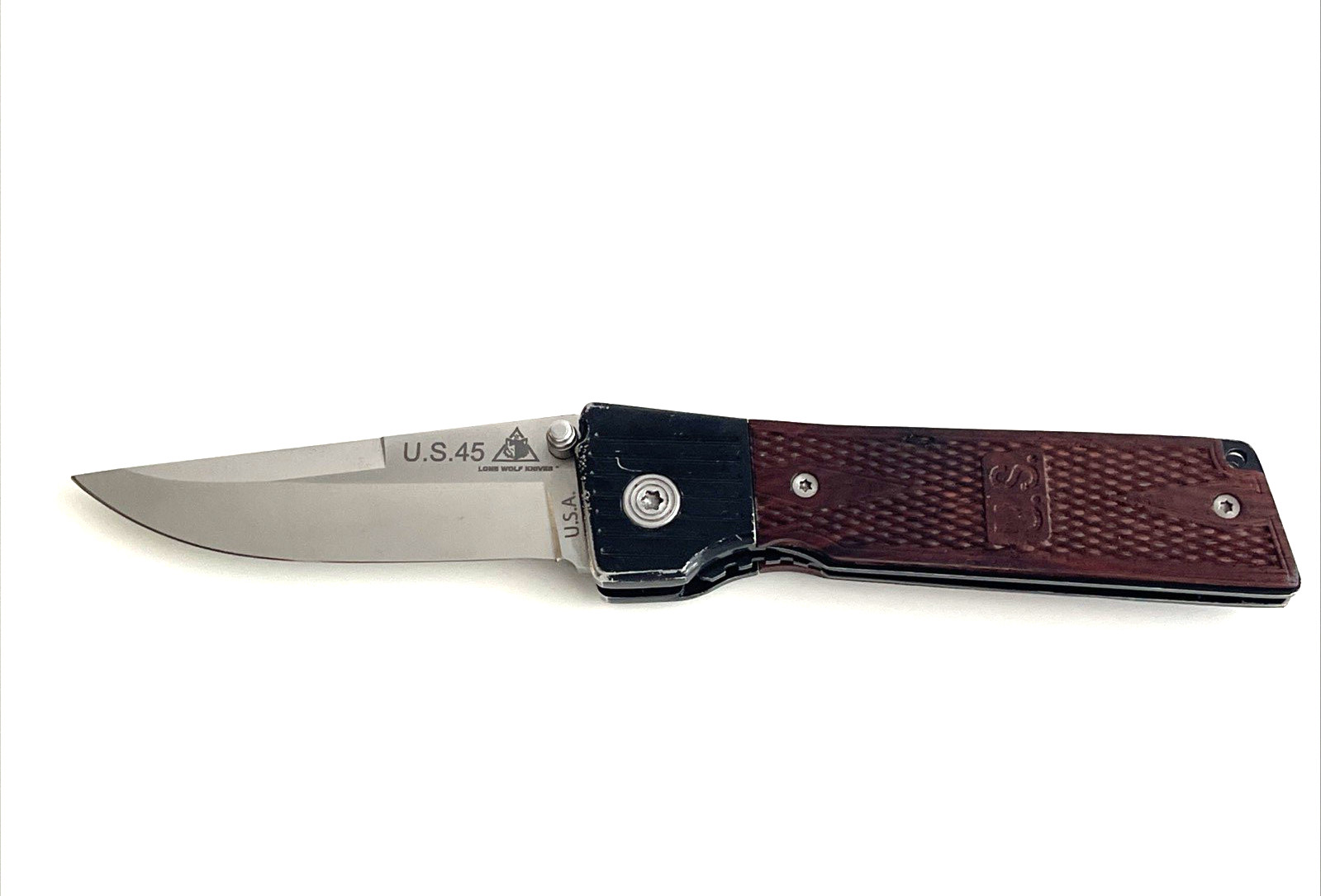 Lone Wolf U.S. 45 Folding Pocket Knife 440C Rosewood USA