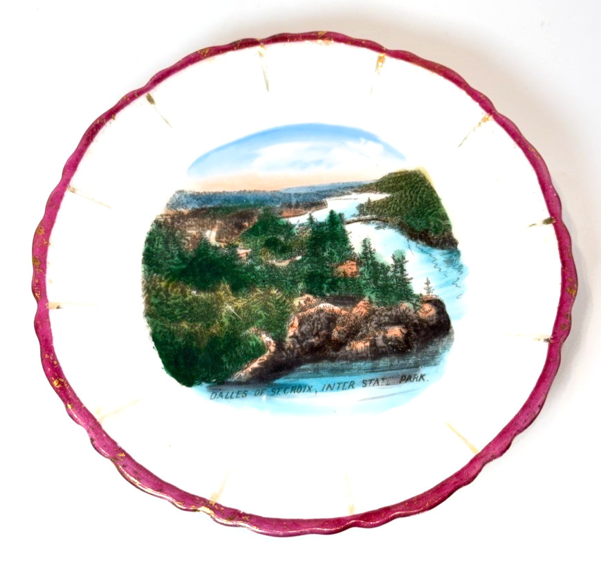 ST CROIX FALLS Interstate Park WI WISCONSIN Antique Souvenir China TRINKET DISH 