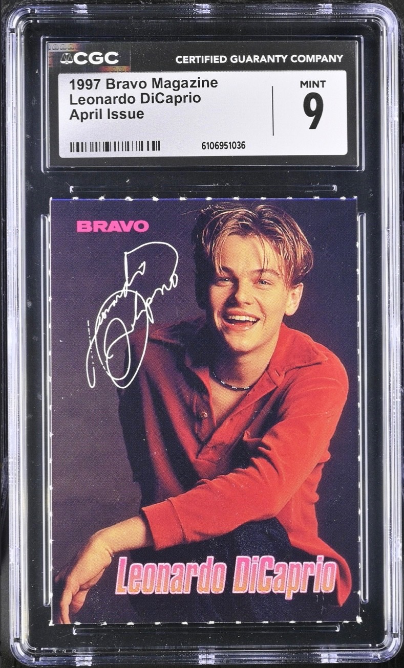 1997 LEONARDO DICAPRIO CLAIRE DANES (back side of card) Trading Card Bravo CGC 9