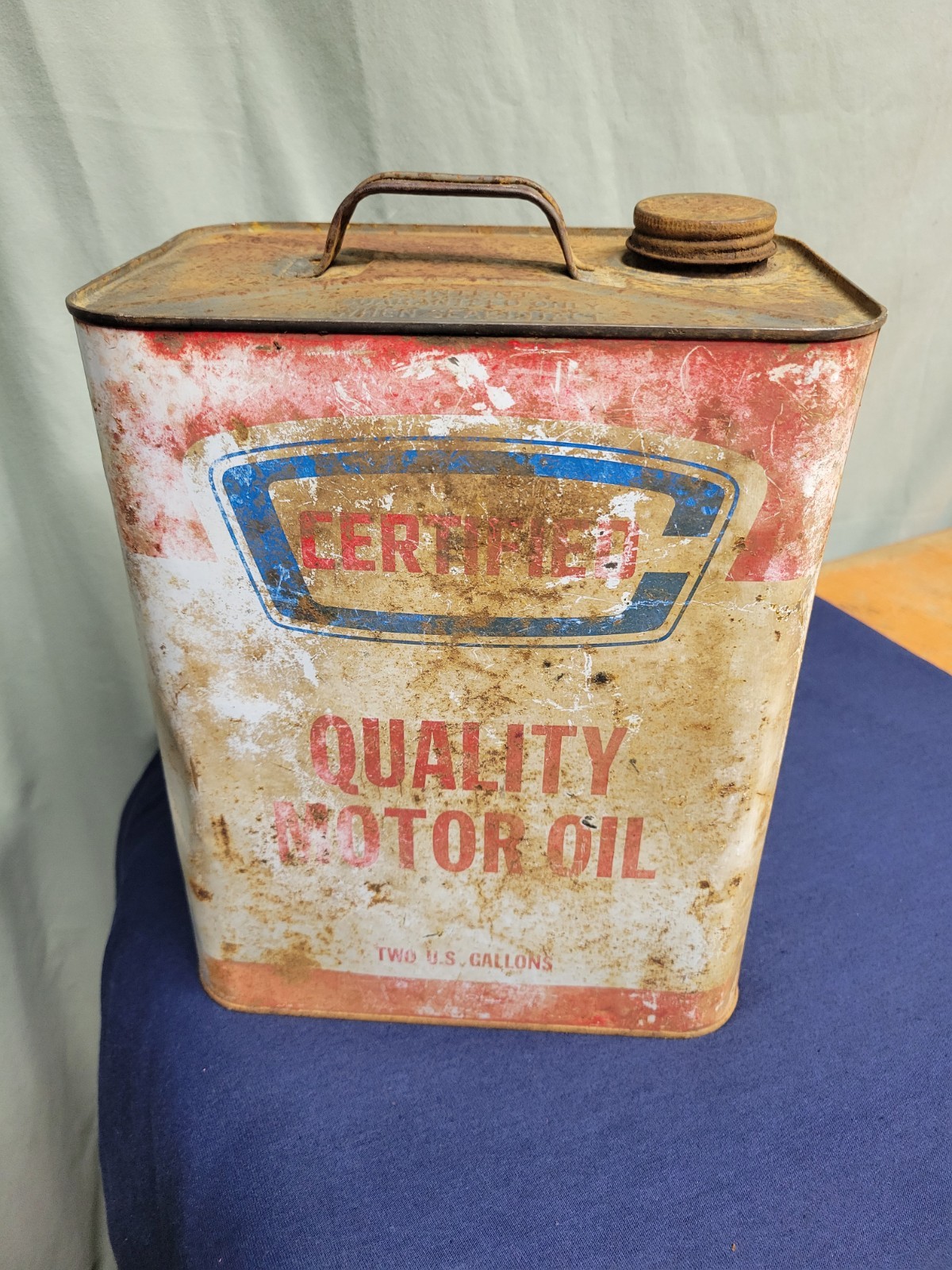 Vintage Certified Motor Oil Can 2 Gallons OLD RARE