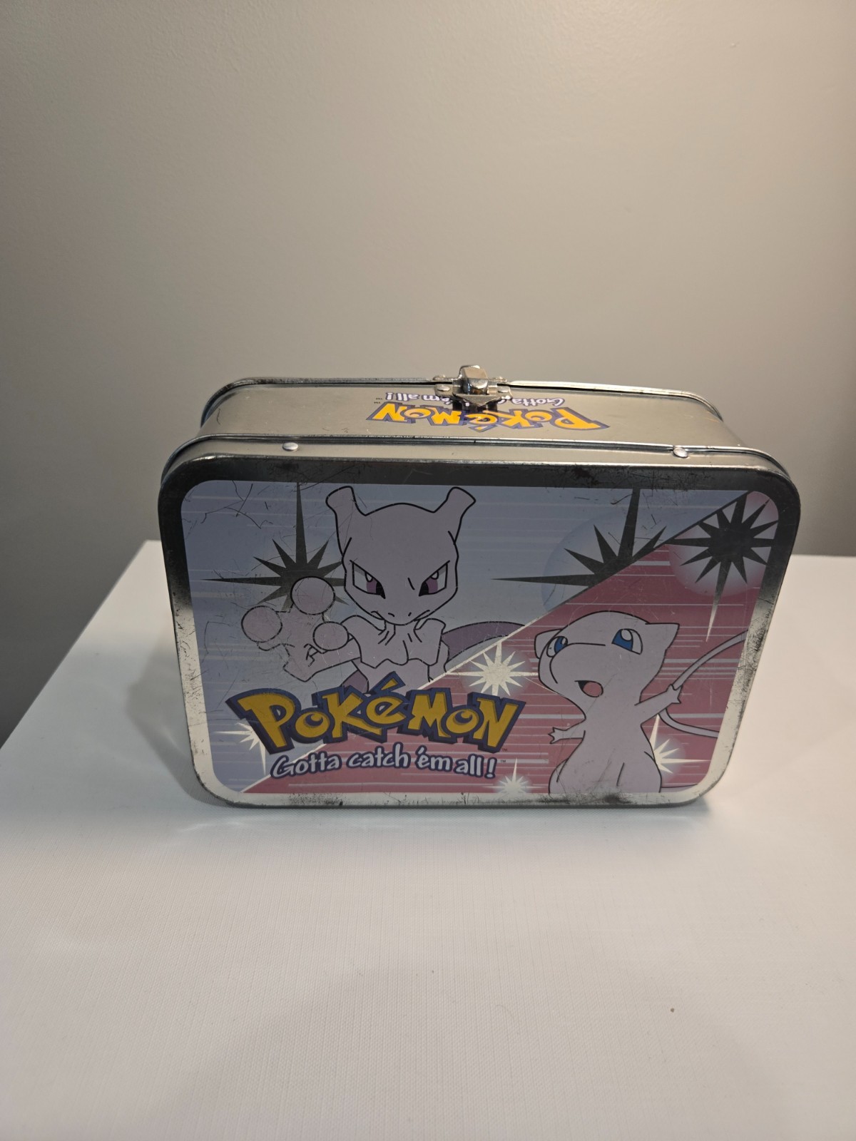 Vintage 1999 Pokemon Mew & Mewtwo Metal Carrying Case Tin Accessory Network