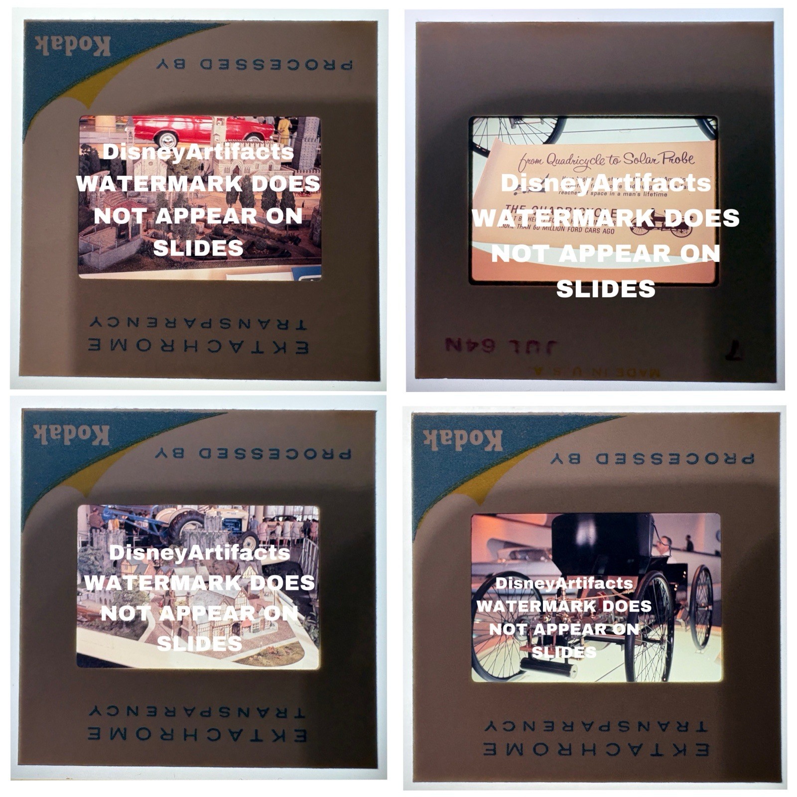 NYWF WORLD’S FAIR WALT DISNEY FORD PAVILION  Vintage *RARE* Slides (x4) 1964