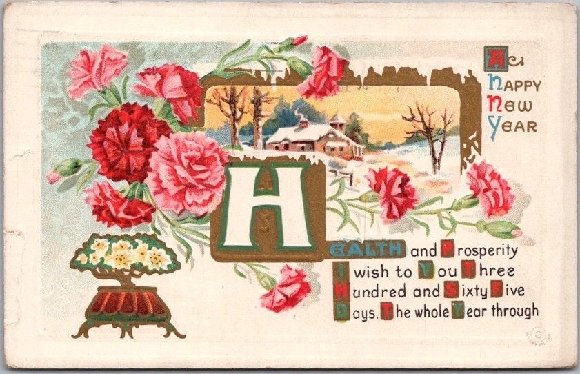 1911 HAPPY NEW YEAR Embossed Postcard \