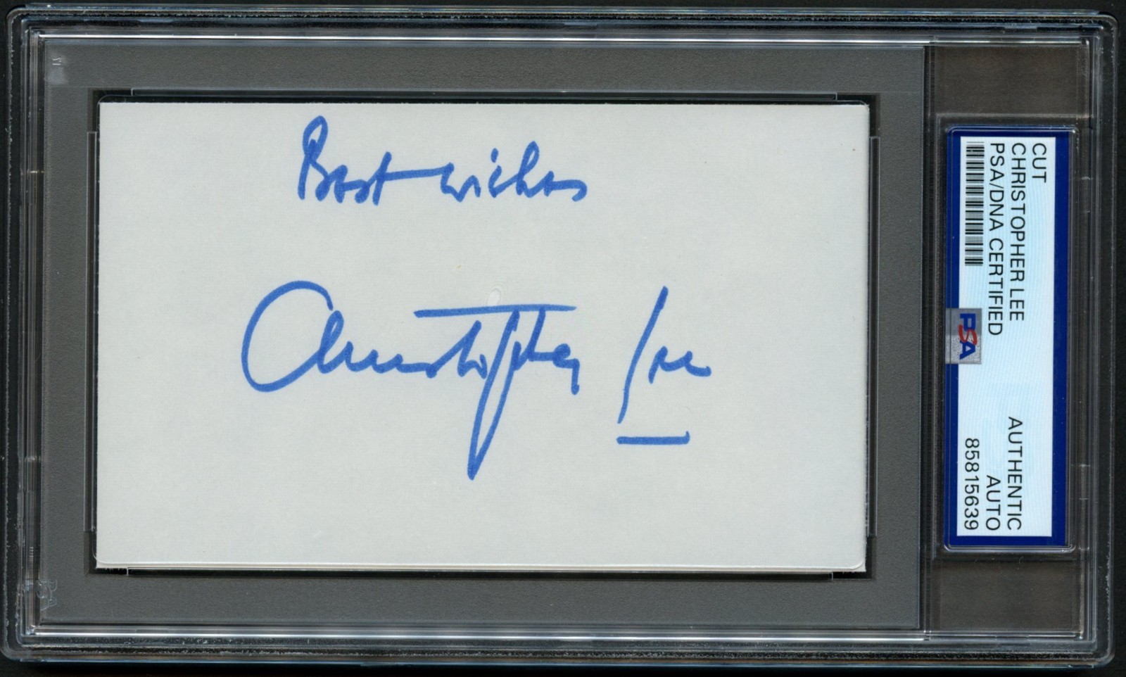 Christopher Lee d2015 signed autograph 3x5 Cut Actor Star Wars / Dracula RC PSA