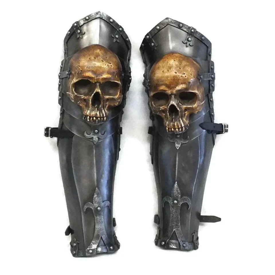 Medieval Ominous Skull Legs Knight Armor Greaves Battle Armor Ready Leg Guard