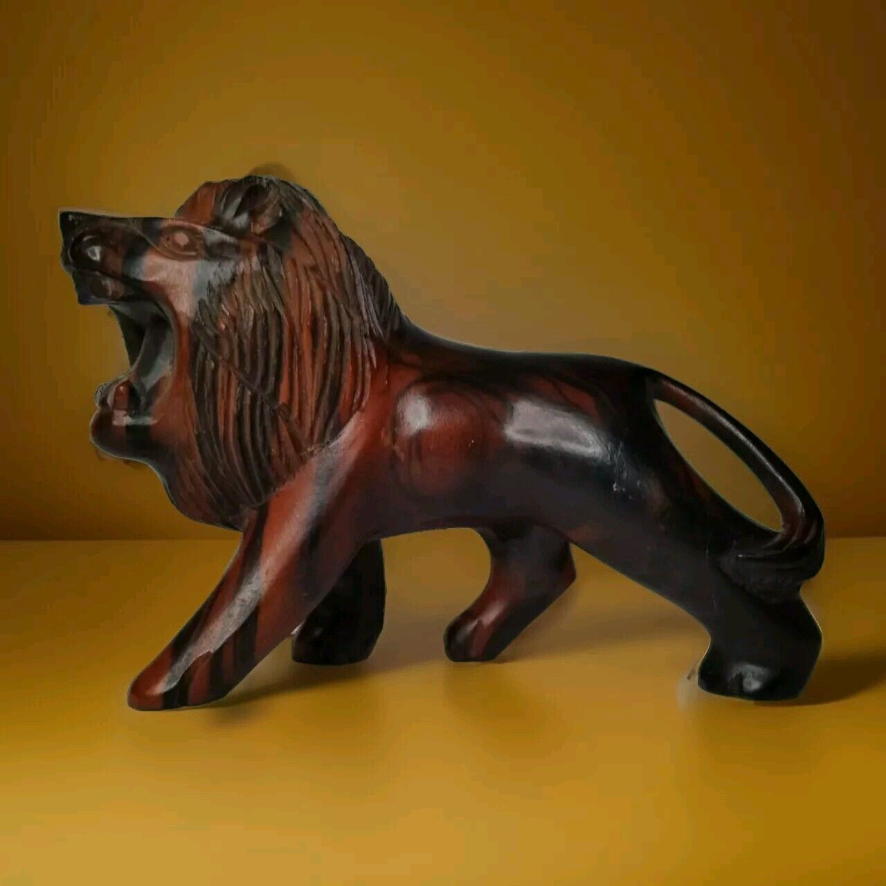 Vintage Mid Century Modern Hand Carved Wooden/Solid Lion 