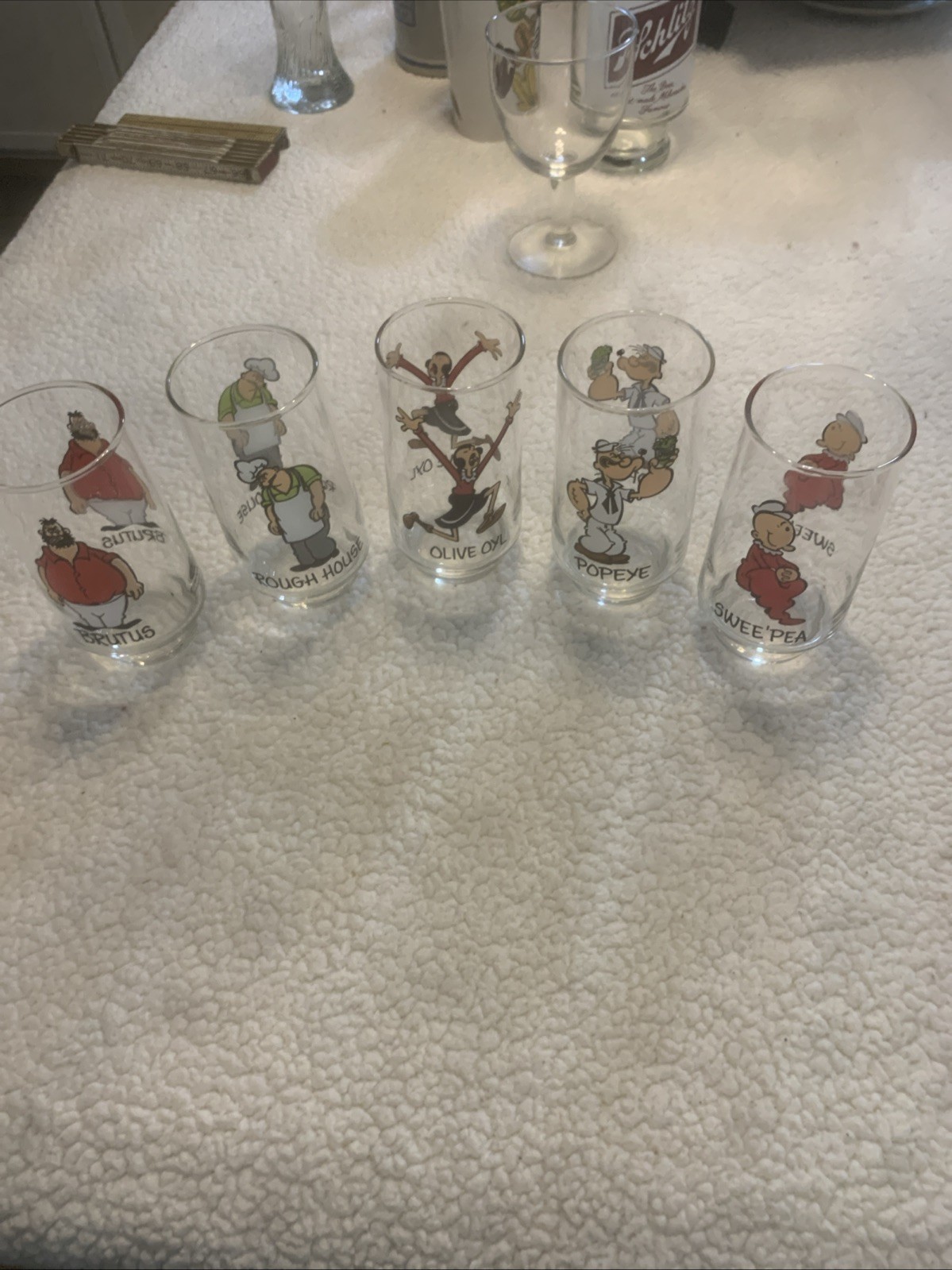 Popye Sailor Vintage 1975 Drinking Glasses 5 Total