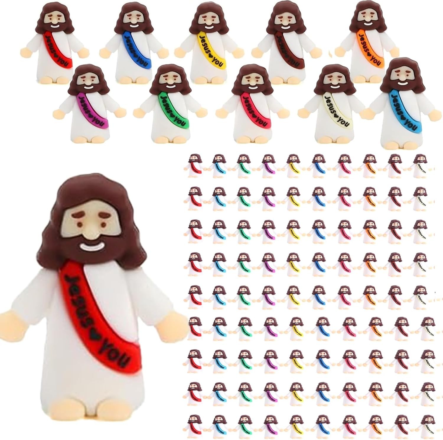 100 Pcs Mini Jesus Figures Jesus Loves You Original Design Jesus Toys Little Jes