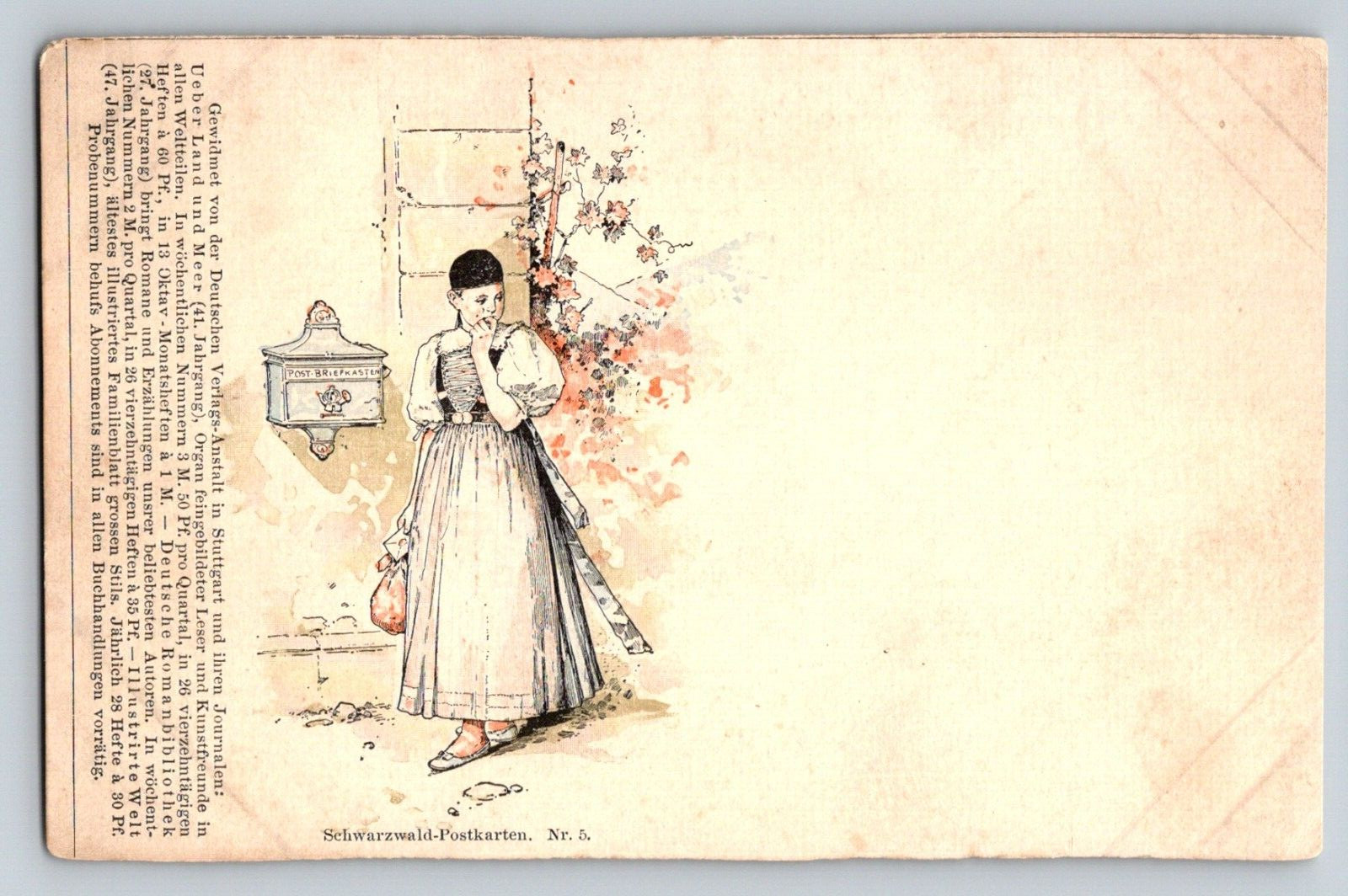 Germany c1906 Deutsche Verlags-Anstalt Stuttgart Postkarte art sketch girl