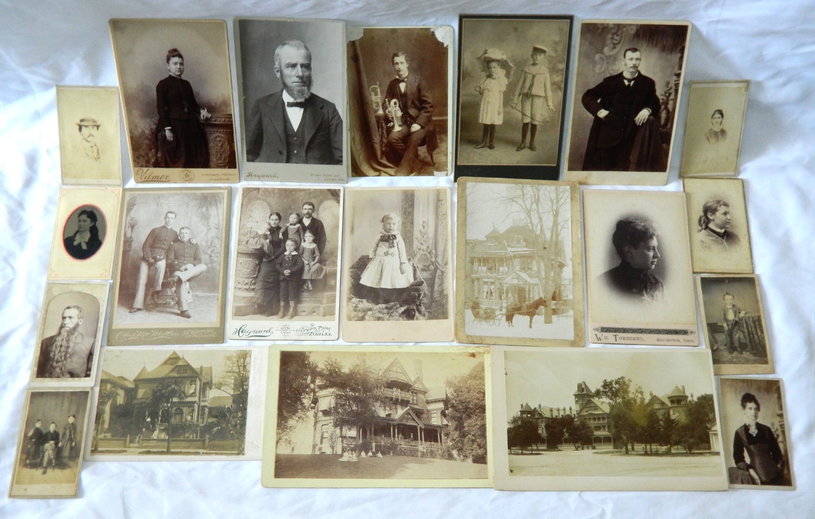 LOT of 21 Antique VICTORIAN Cabinet Cards CDVs Portraits HOUSES 1870-1900 LOOK